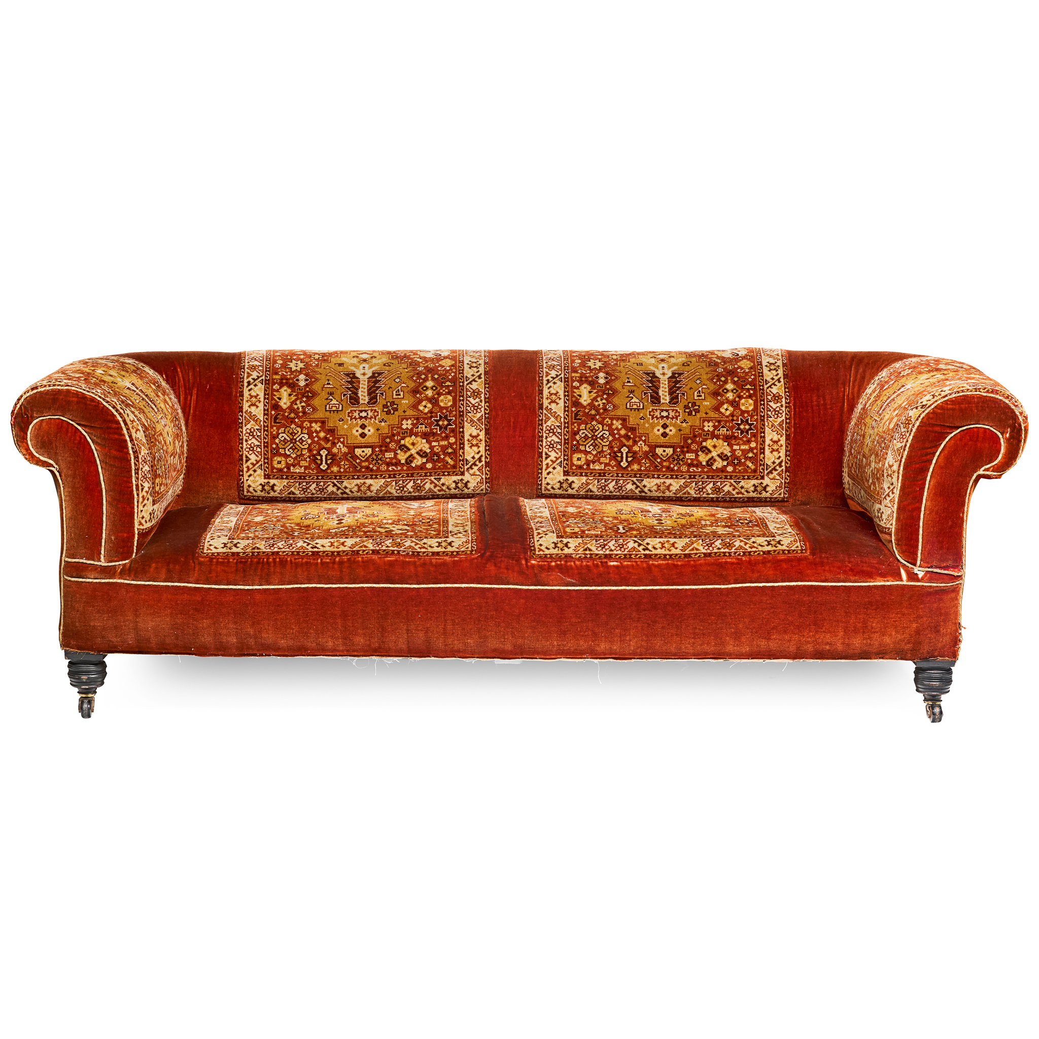 VICTORIAN TURKEY CARPET UPHOLSTERED CHESTERFIELD SOFA