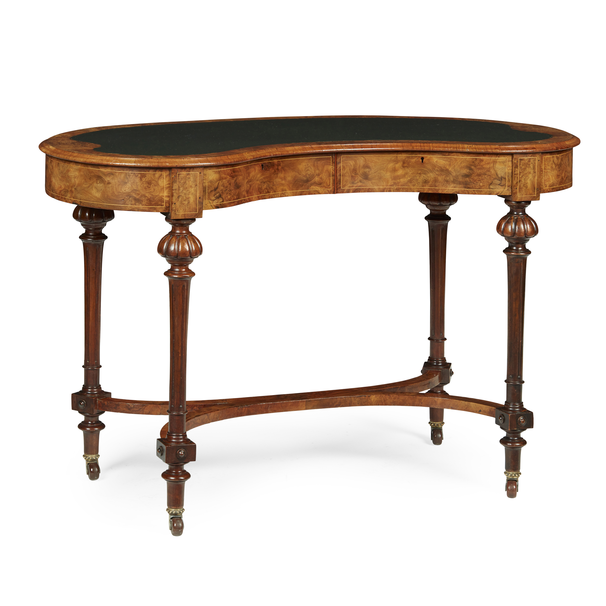 VICTORIAN WALNUT KIDNEY-SHAPED WRITING TABLE