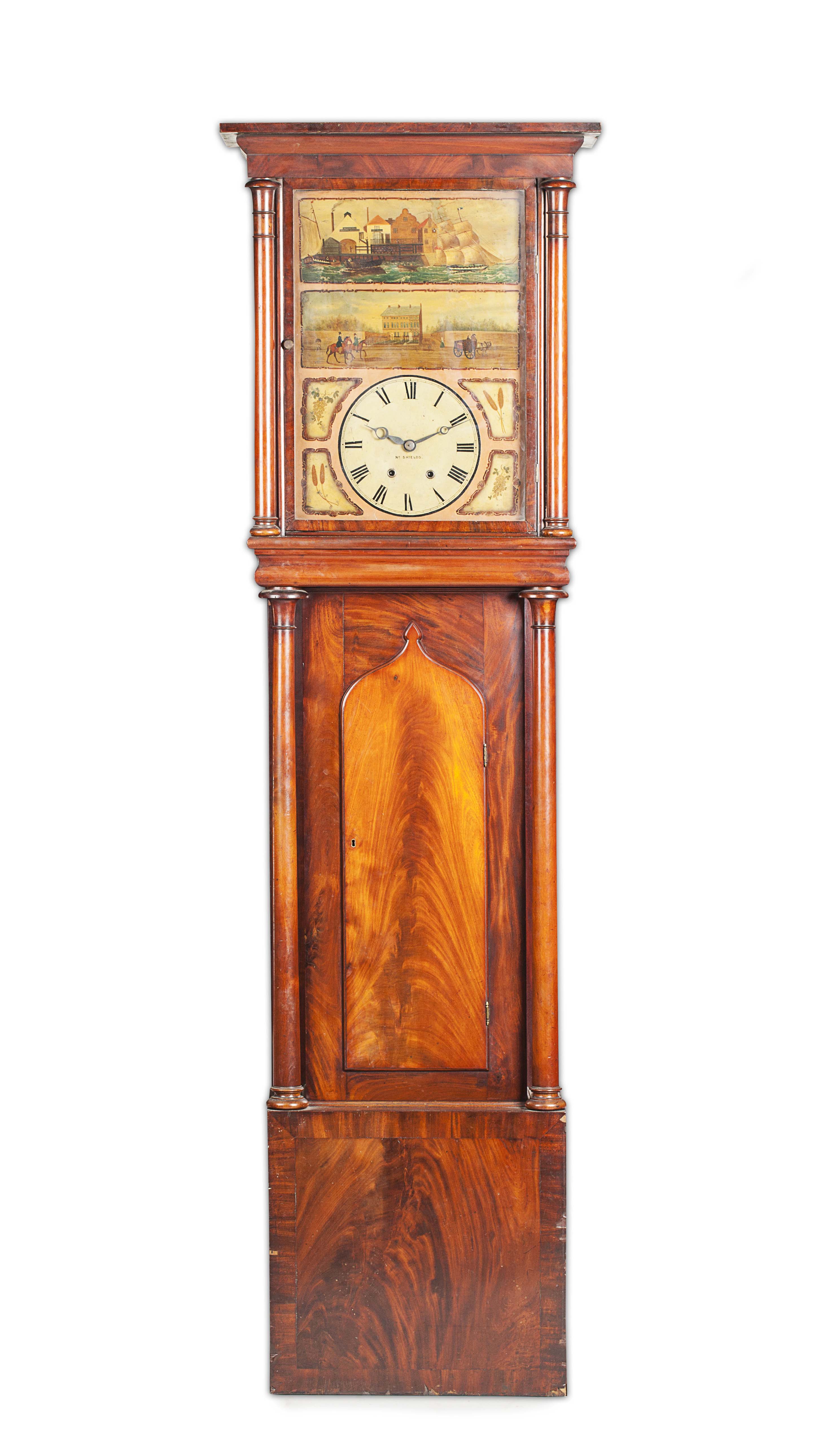 LARGE VICTORIAN MAHOGANY BARREL ORGAN LONGCASE CLOCK