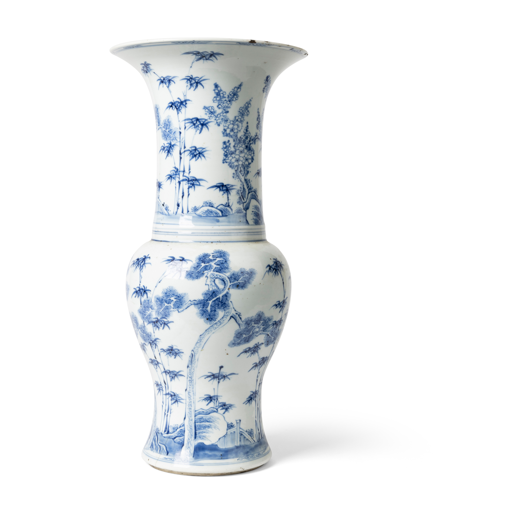 CHINESE BLUE AND WHITE 'THREE FRIENDS OF WINTER' YENYEN VASE