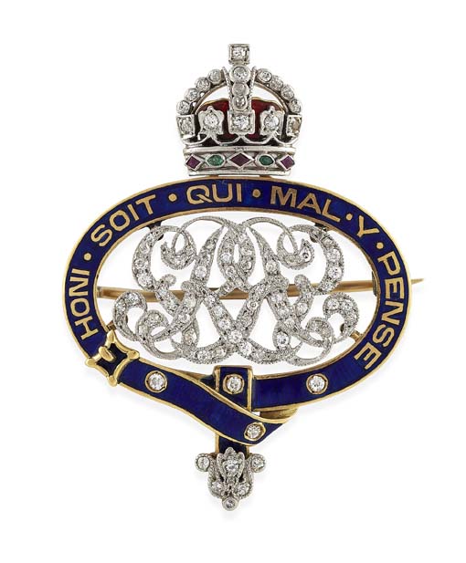 GRENADIER GUARDS - a lady's gold, diamond and enamel sweetheart brooch