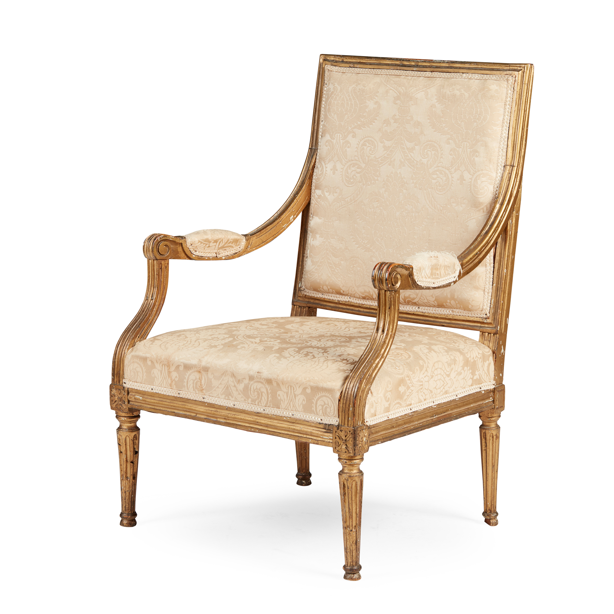 FRENCH LOUIS XVI GILTWOOD FAUTUEIL,