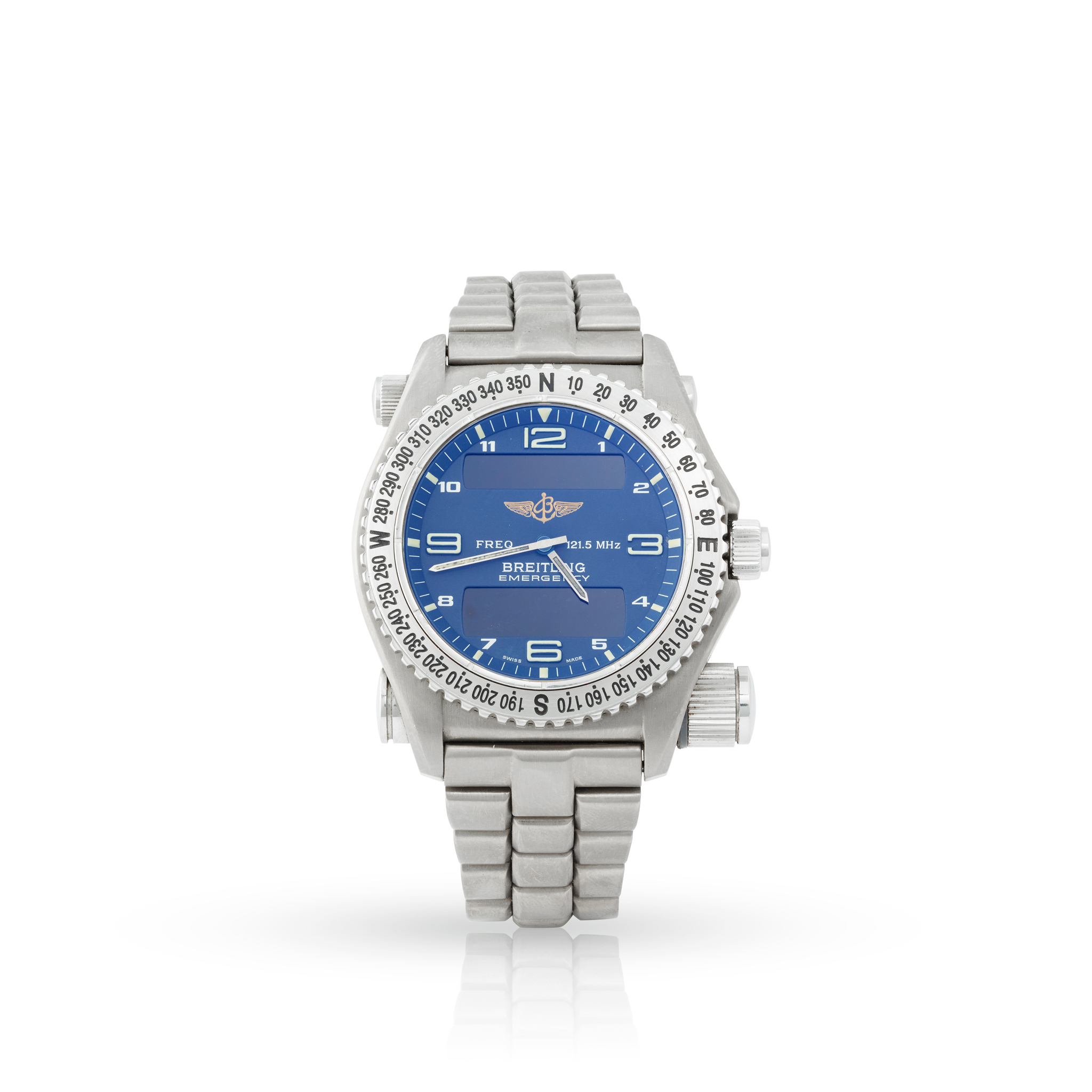 Breitling. A specialised titanium quartz wristwatch with emergency beacon