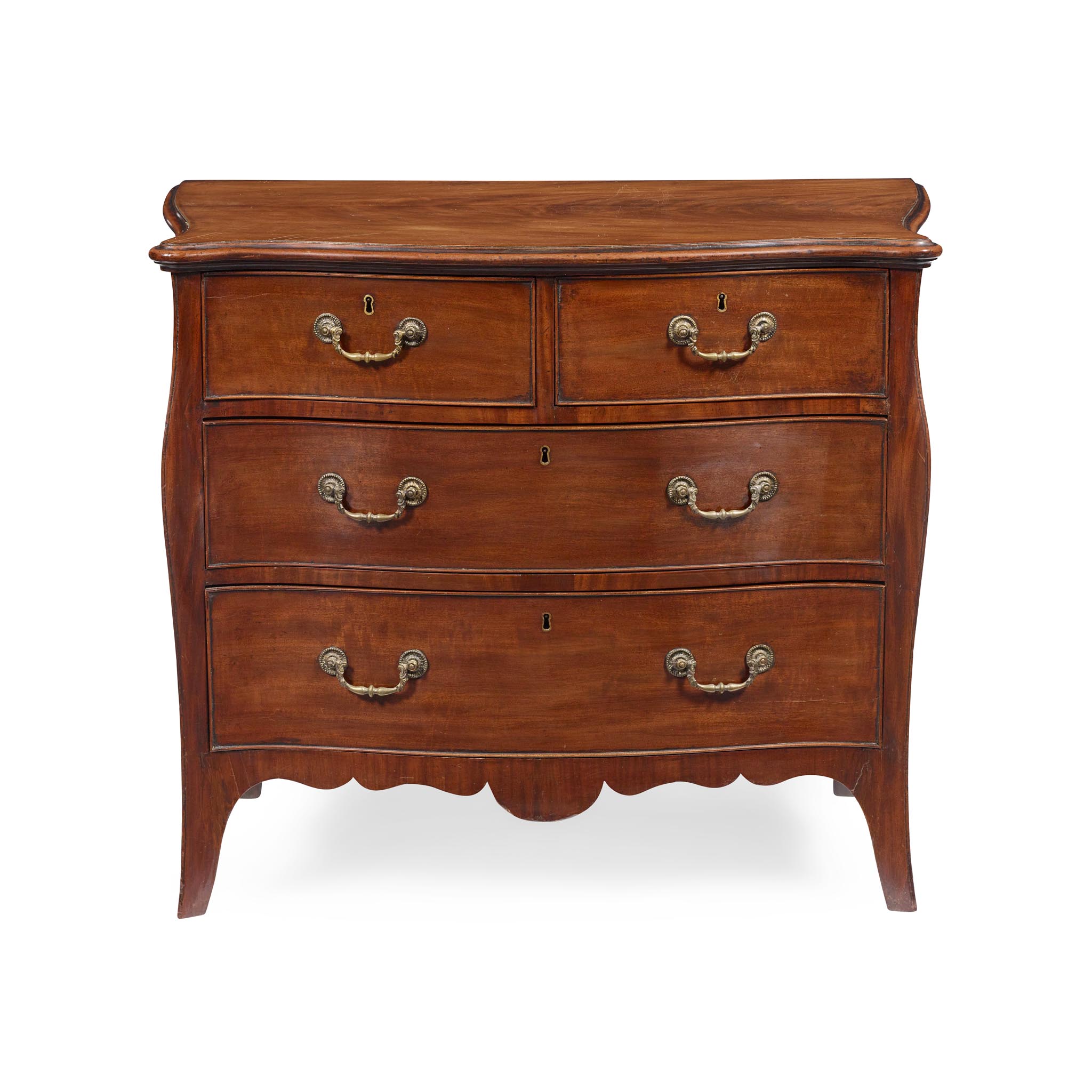 GEORGE III MAHOGANY SERPENTINE CHEST OF DRAWERS