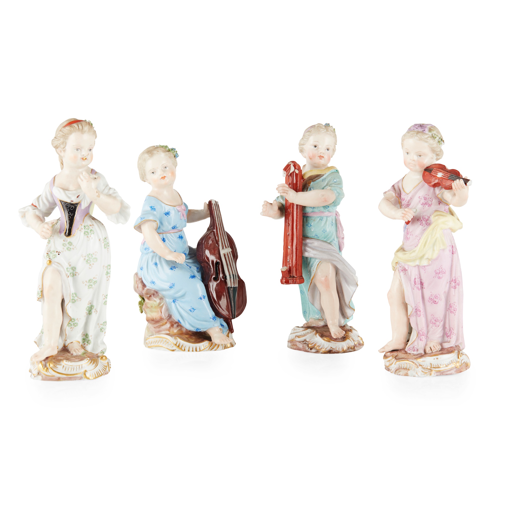 FOUR MEISSEN CHILD MUSICIAN FIGURES
