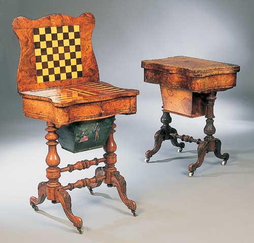 A Victorian walnut and burr walnut veneered games table