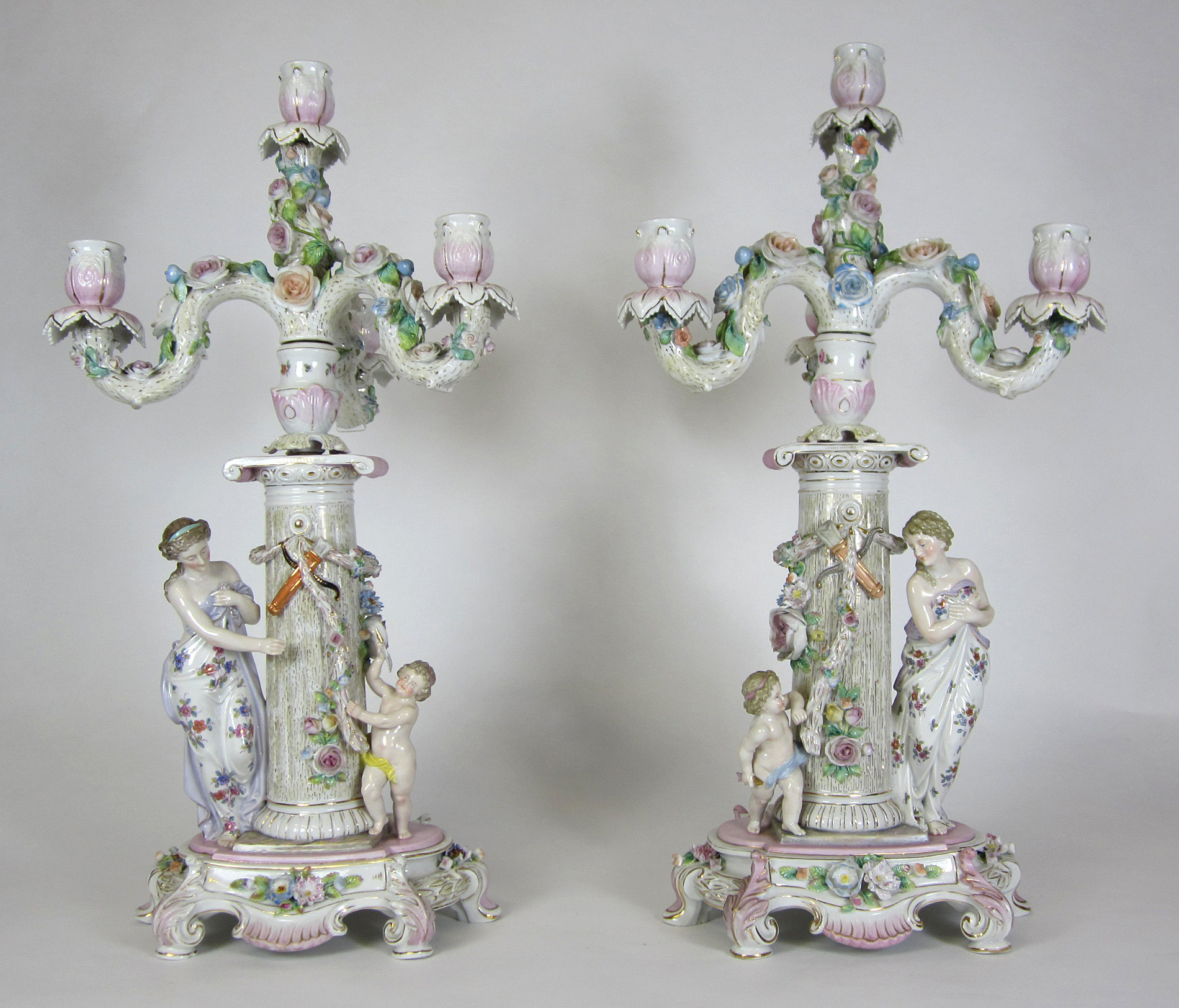 PAIR OF GERMAN PORCELAIN CANDELABRA