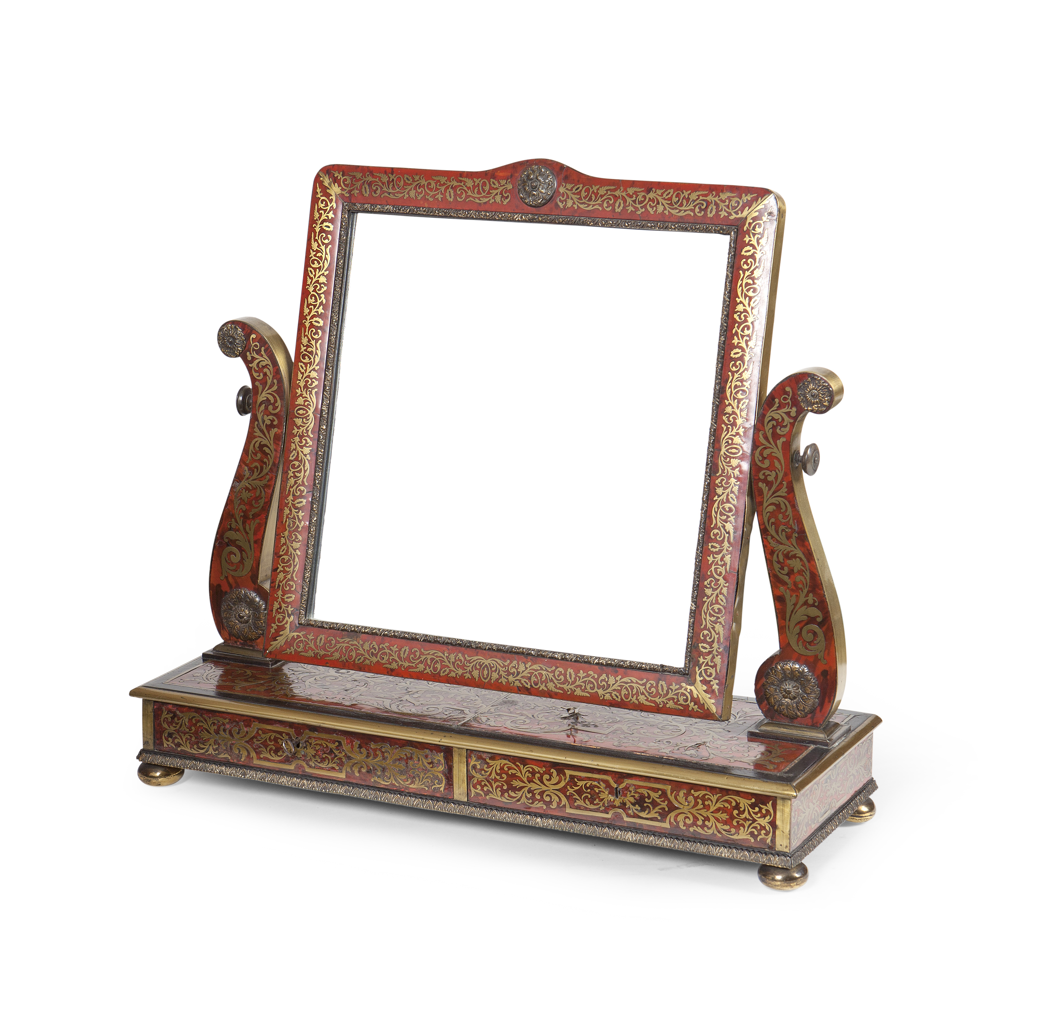 NAPOLEON III EBONISED AND BOULLE MARQUETRY TOILET MIRROR