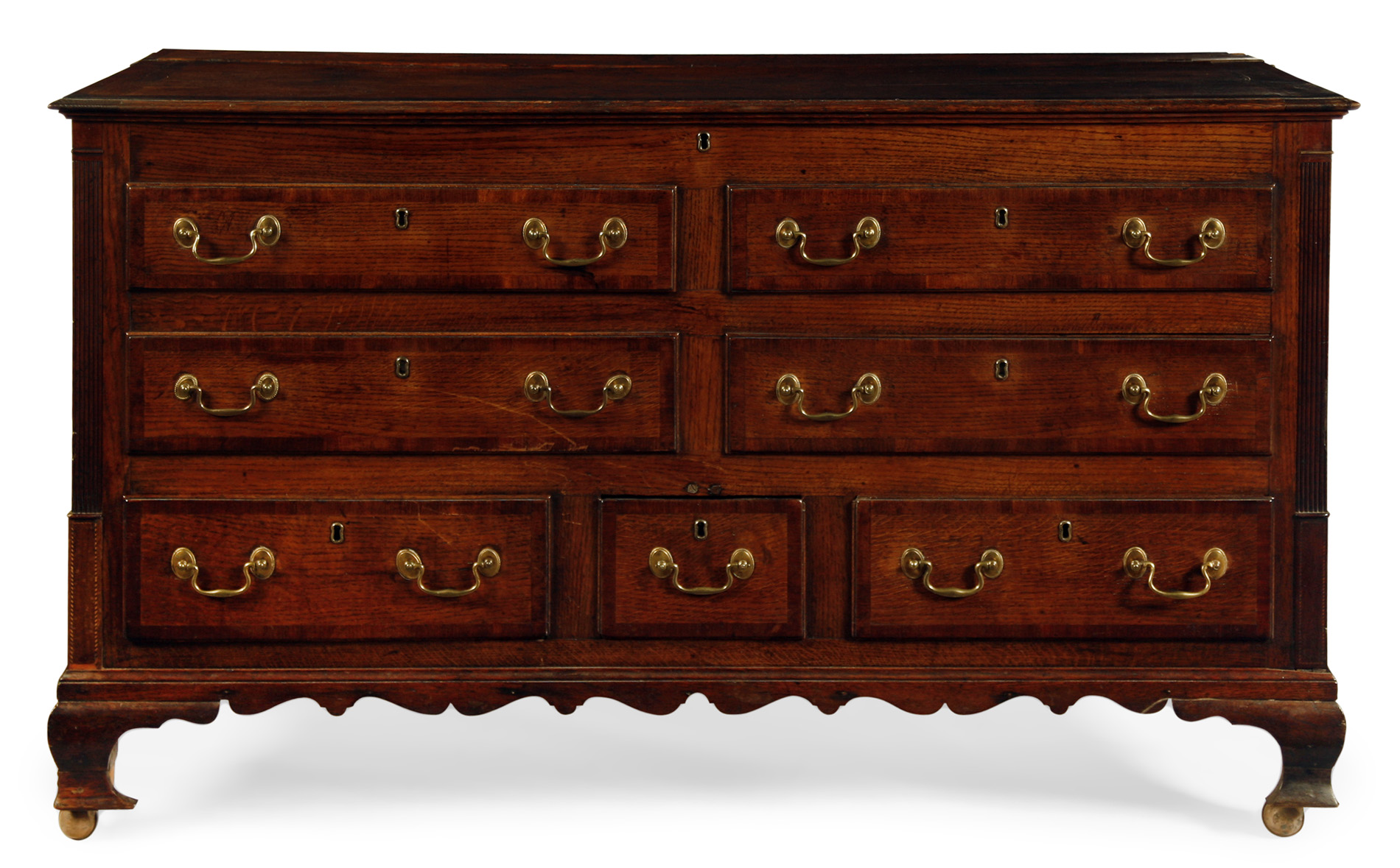 OAK AND MAHOGANY CROSS BANDED CHEST