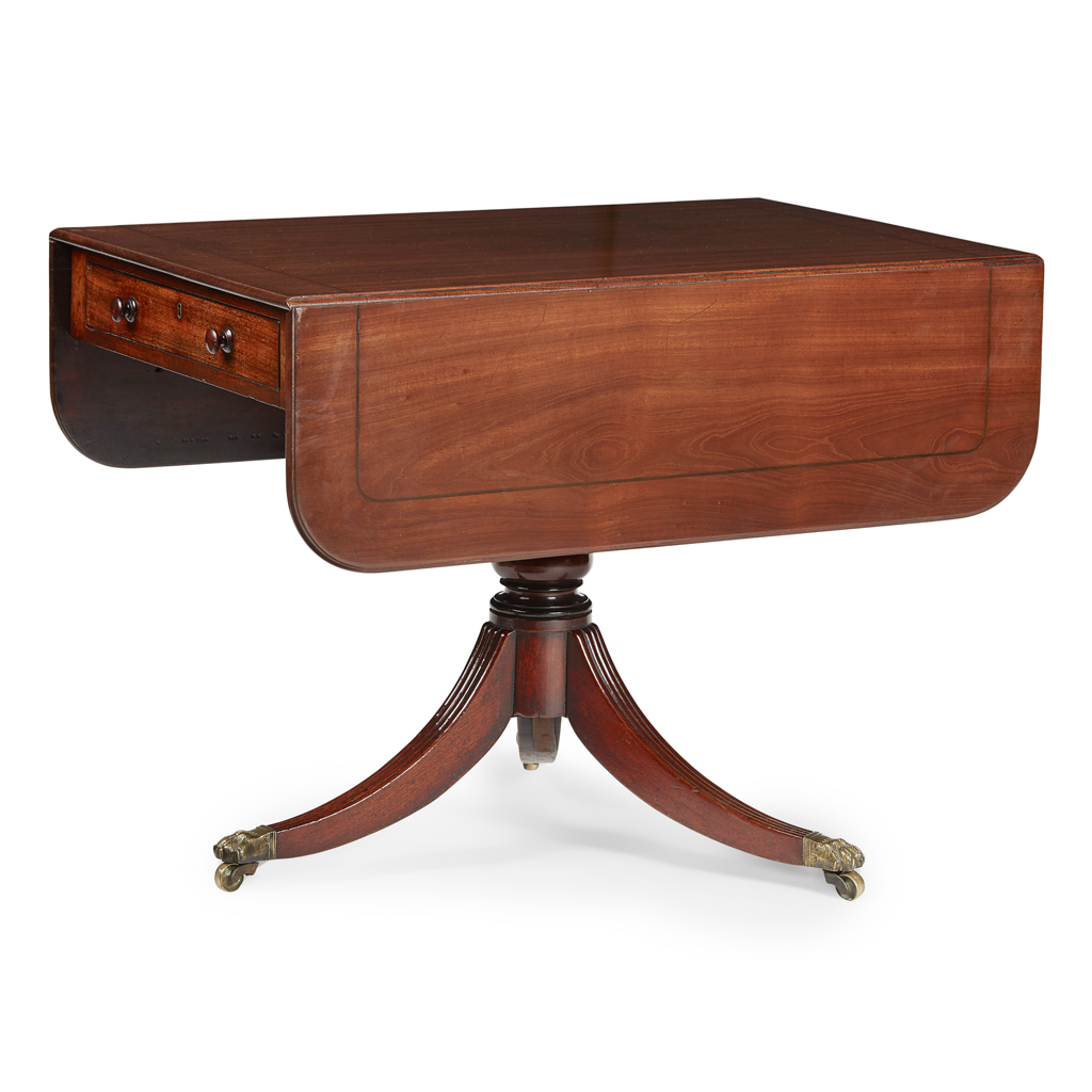 REGENCY MAHOGANY AND EBONY PEMBROKE TABLE