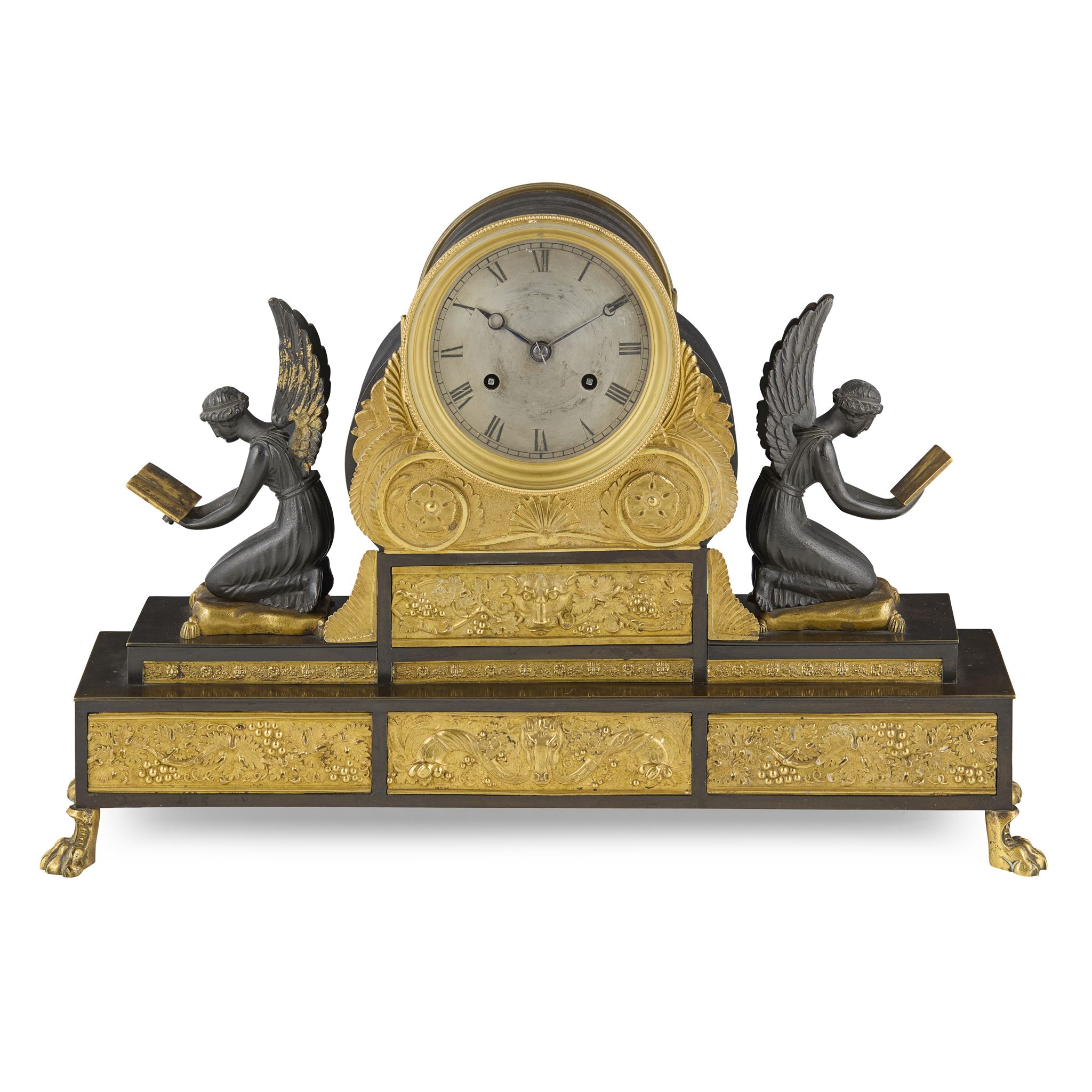 FRENCH CHARLES X PATINATED AND GILT BRONZE MANTEL CLOCK