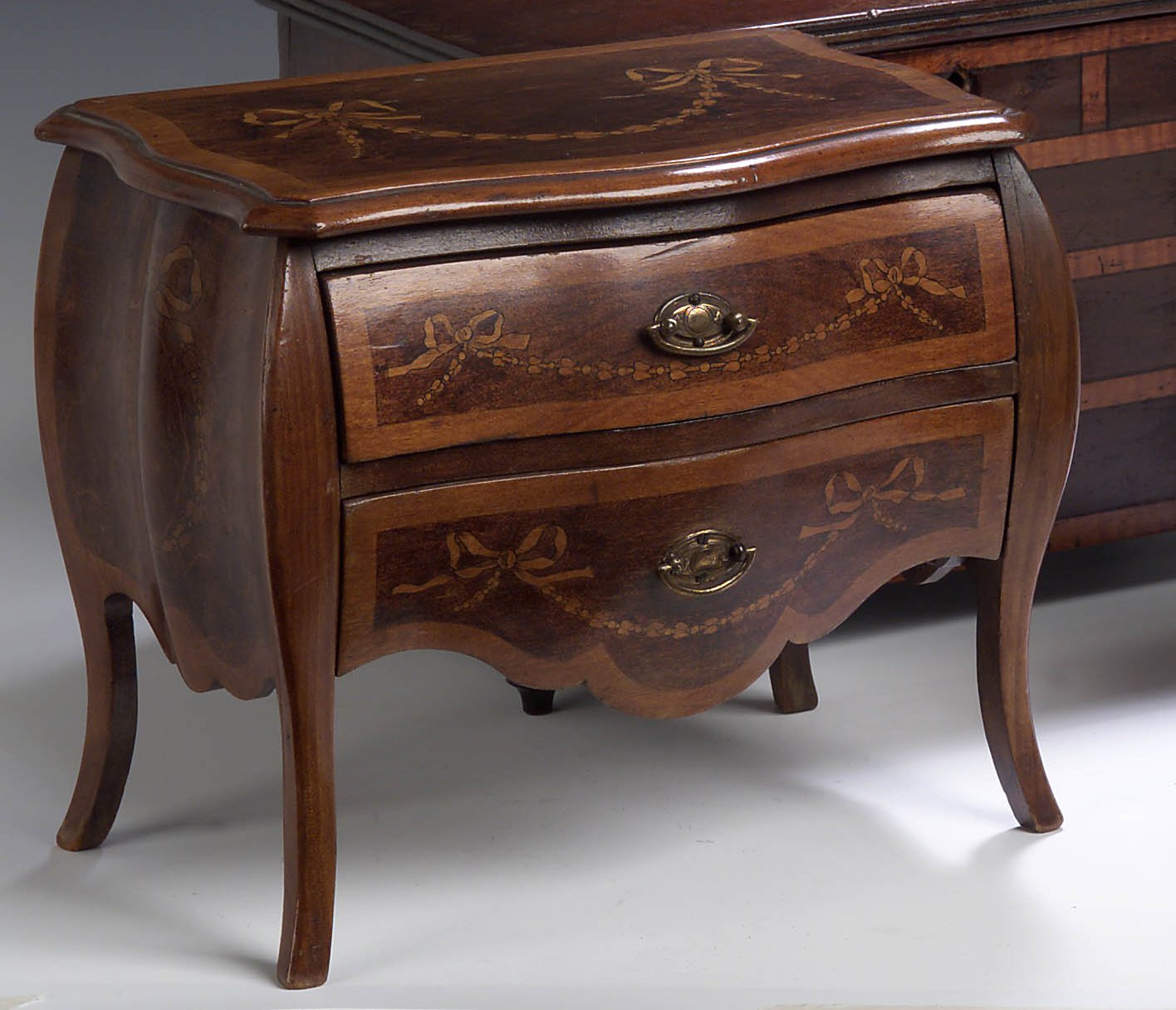 A stained beech miniature commode