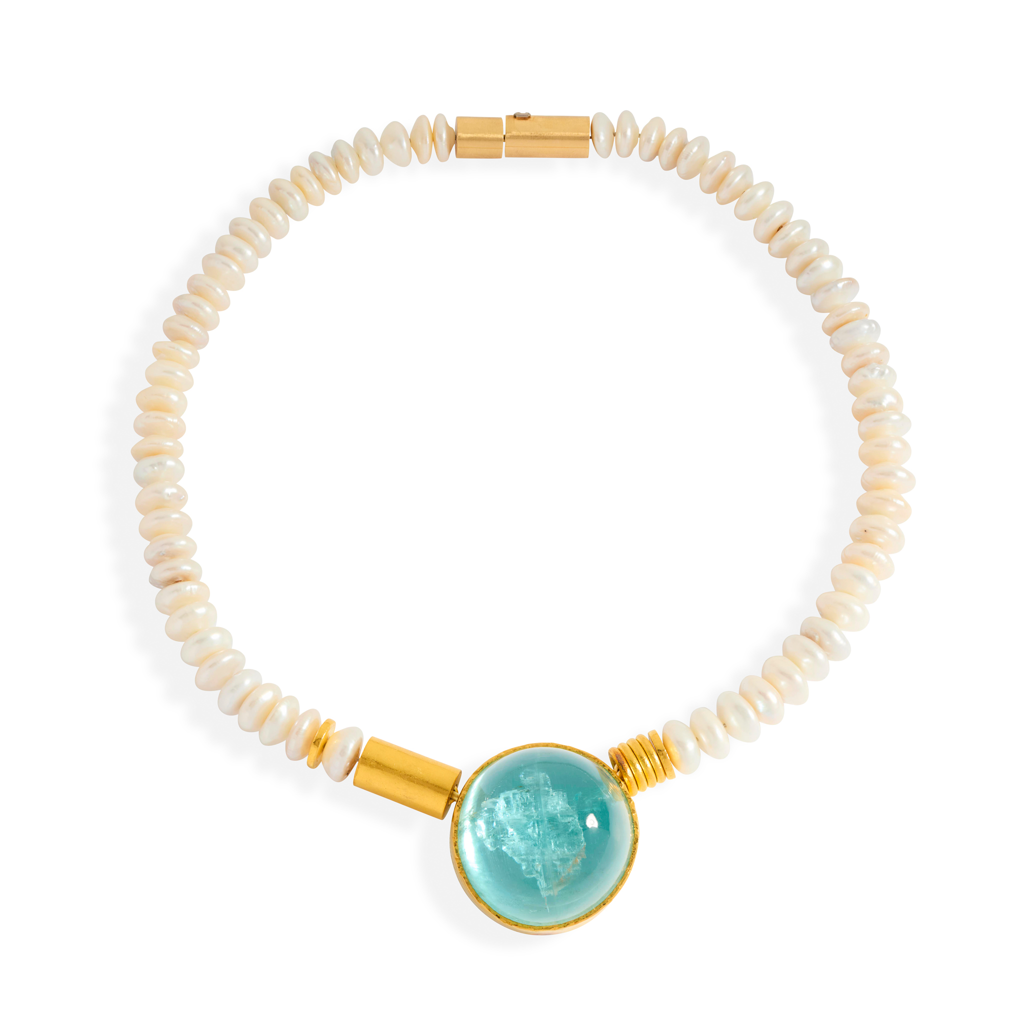 Attributed to Peter Plöderl: An aquamarine and pearl necklace