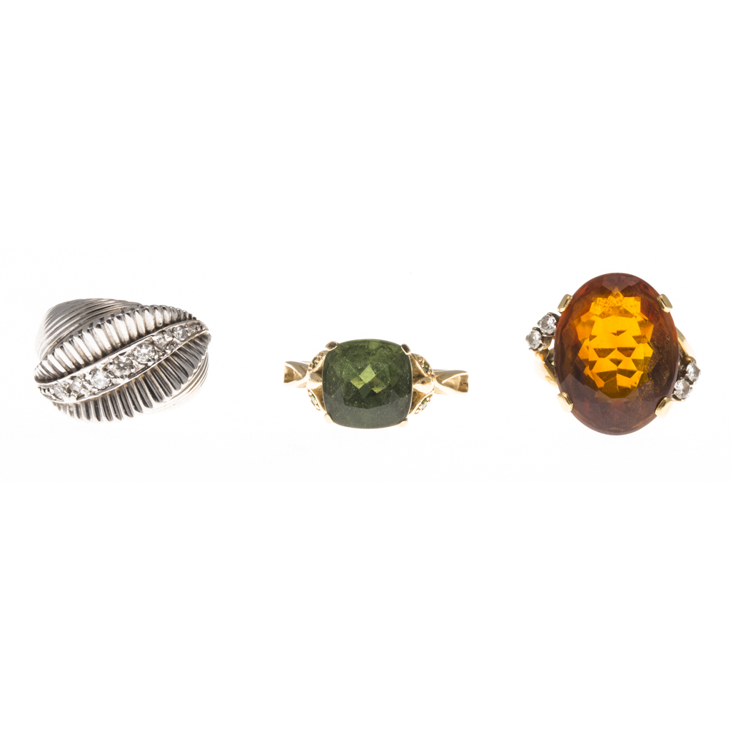 Three gem set rings