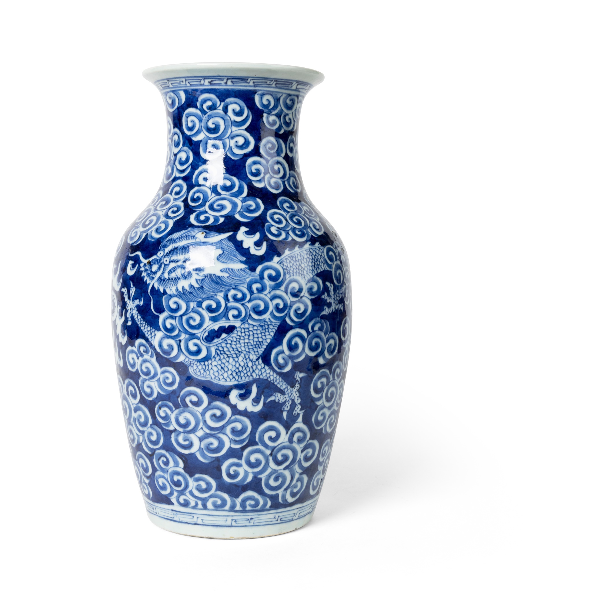 BLUE AND WHITE 'DRAGON' BALUSTER VASE
