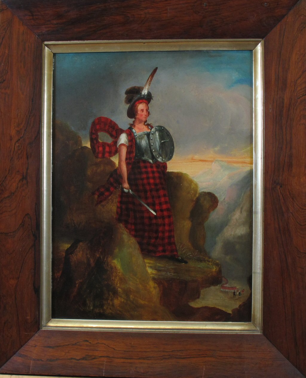 A pair of 19th century paintings on metal of Rob Roy and Helen MacGregor