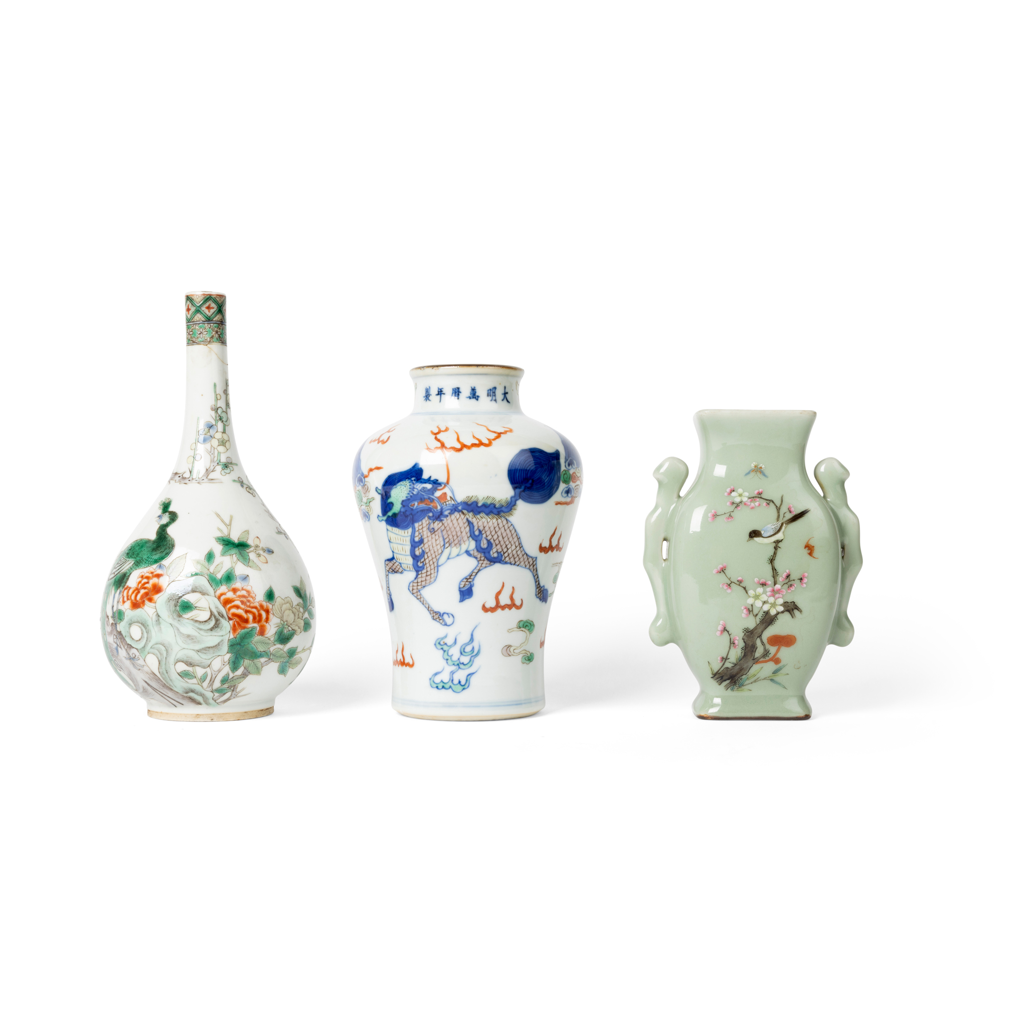 GROUP OF THREE CHINESE PORCELAIN VASES