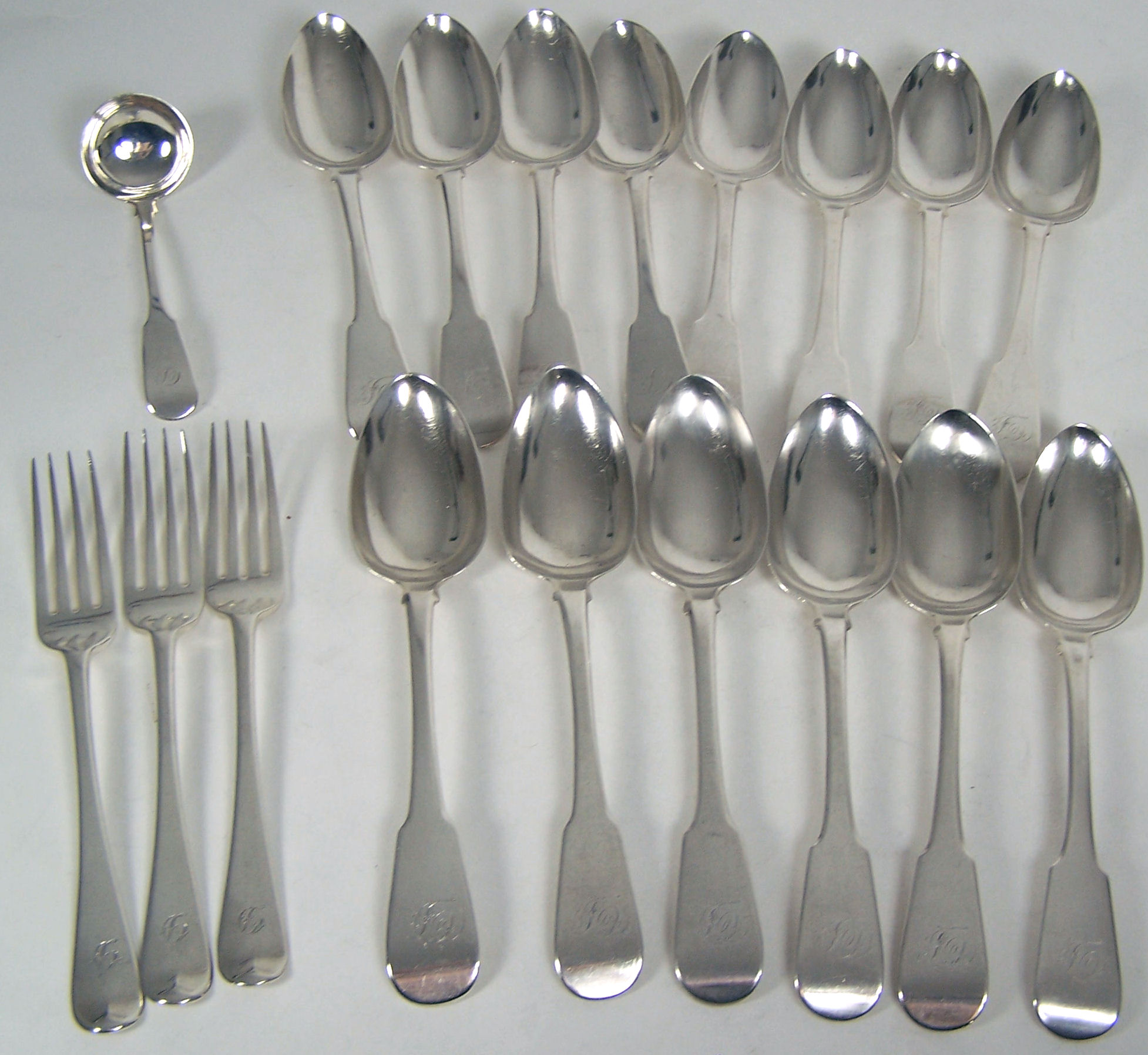 Fourteen Scottish George IV tablespoons