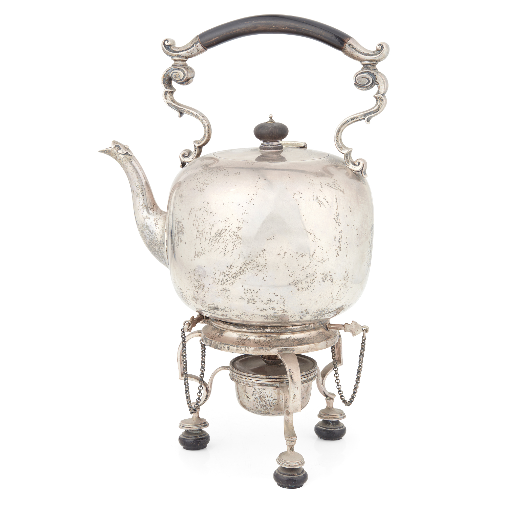 A late Victorian spirit kettle, burner and stand