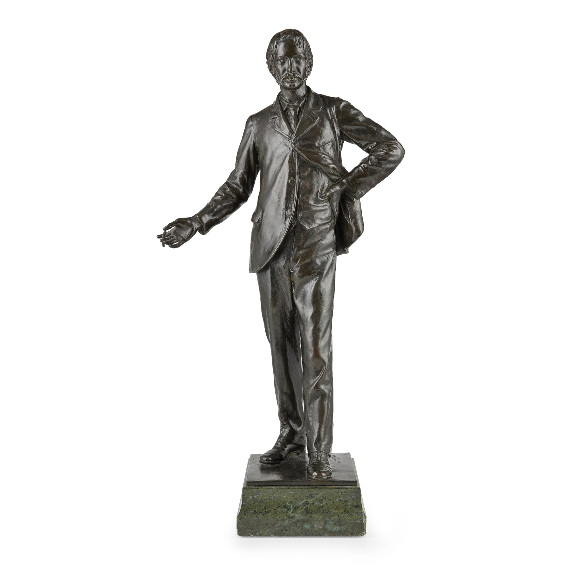 A BRONZE FIGURE OF ROBERT LOUIS STEVENSON BY THOMAS J. CLAPPERTON (SCOTTISH 1879 - 1962)