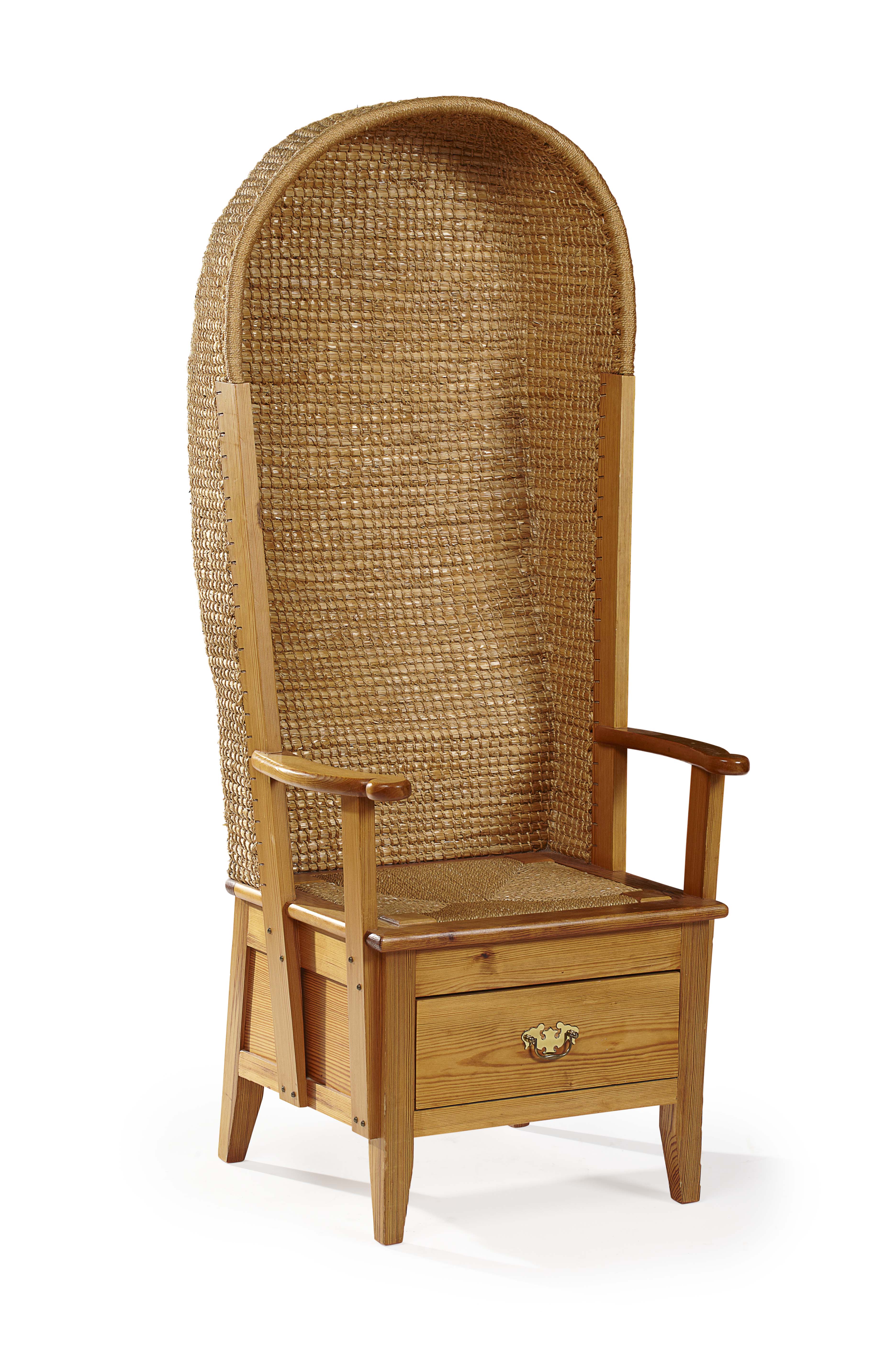 A PITCH PINE FRAMED ORKNEY CHAIR, BY ROBERT H. TOWERS, KIRKWALL