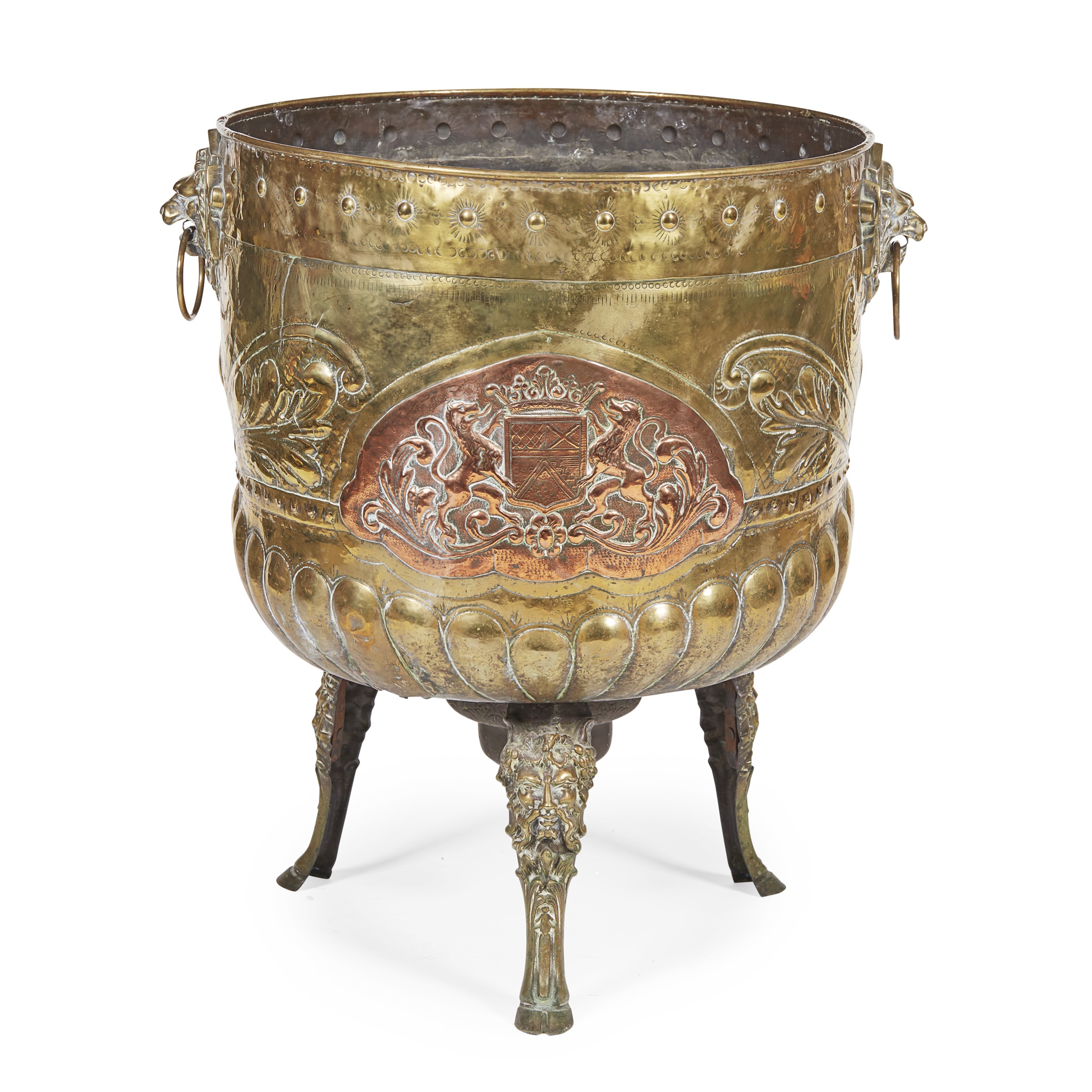 LARGE DUTCH BRASS AND COPPER LOG BIN