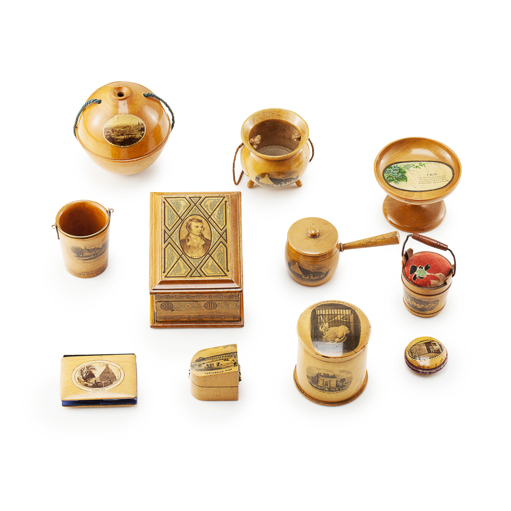 A LARGE GROUP OF MAUCHLINE WARE