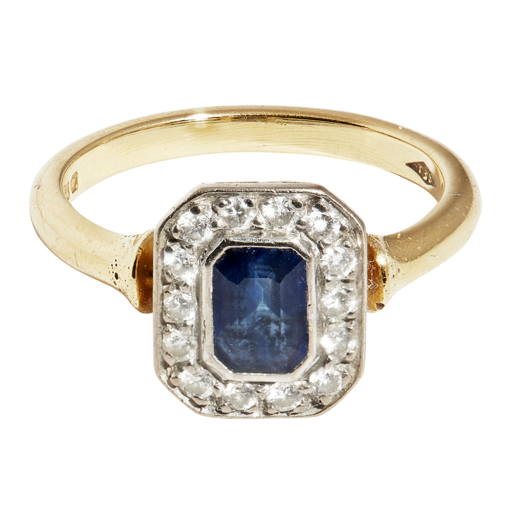 A sapphire and diamond set cluster ring