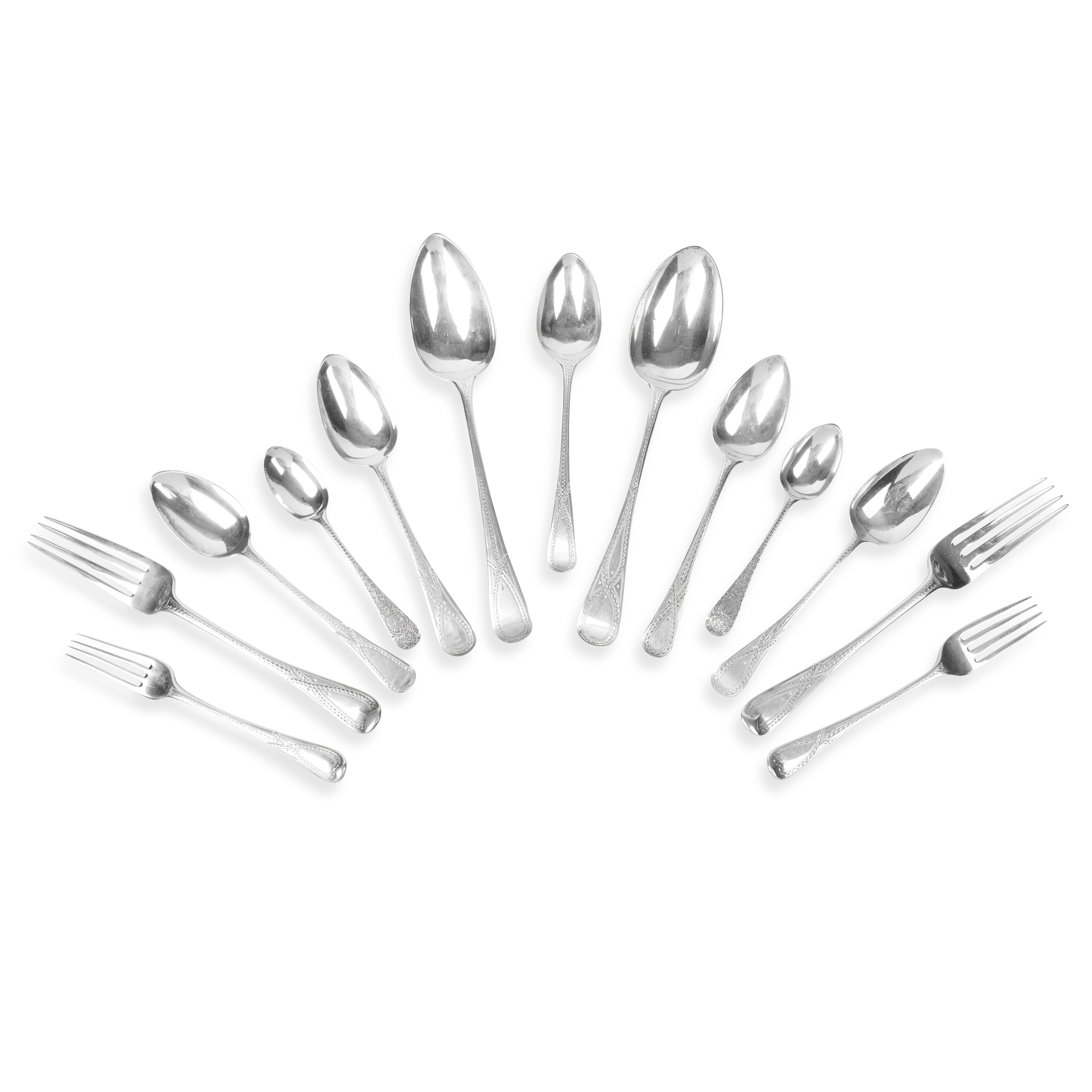 A COLLECTION OF LATE GEORGIAN AND VICTORIAN BRIGHT-CUT PATTERN FLATWARE