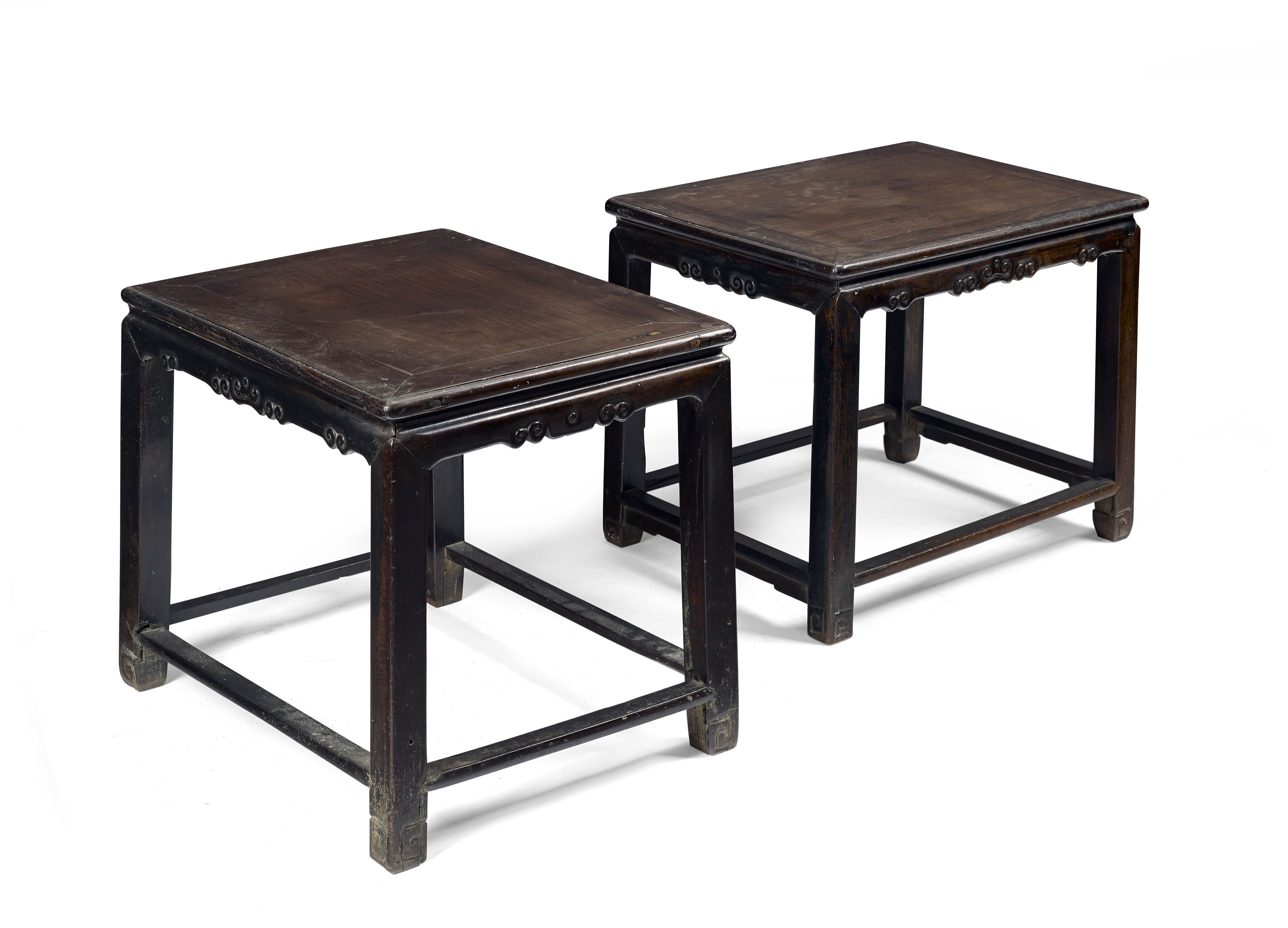 PAIR OF CHINESE HARDWOOD LOW TABLES