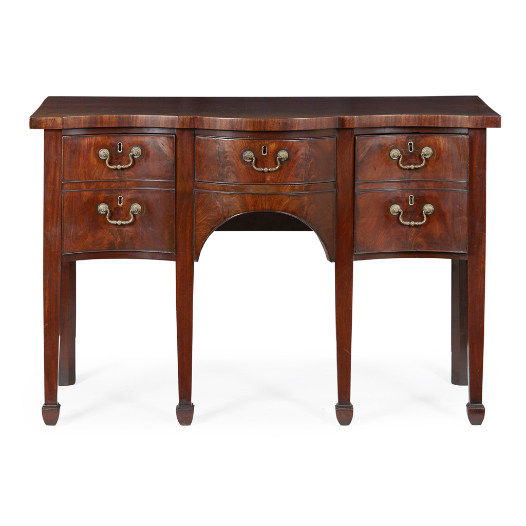 GEORGE III MAHOGANY SERPENTINE SIDEBOARD