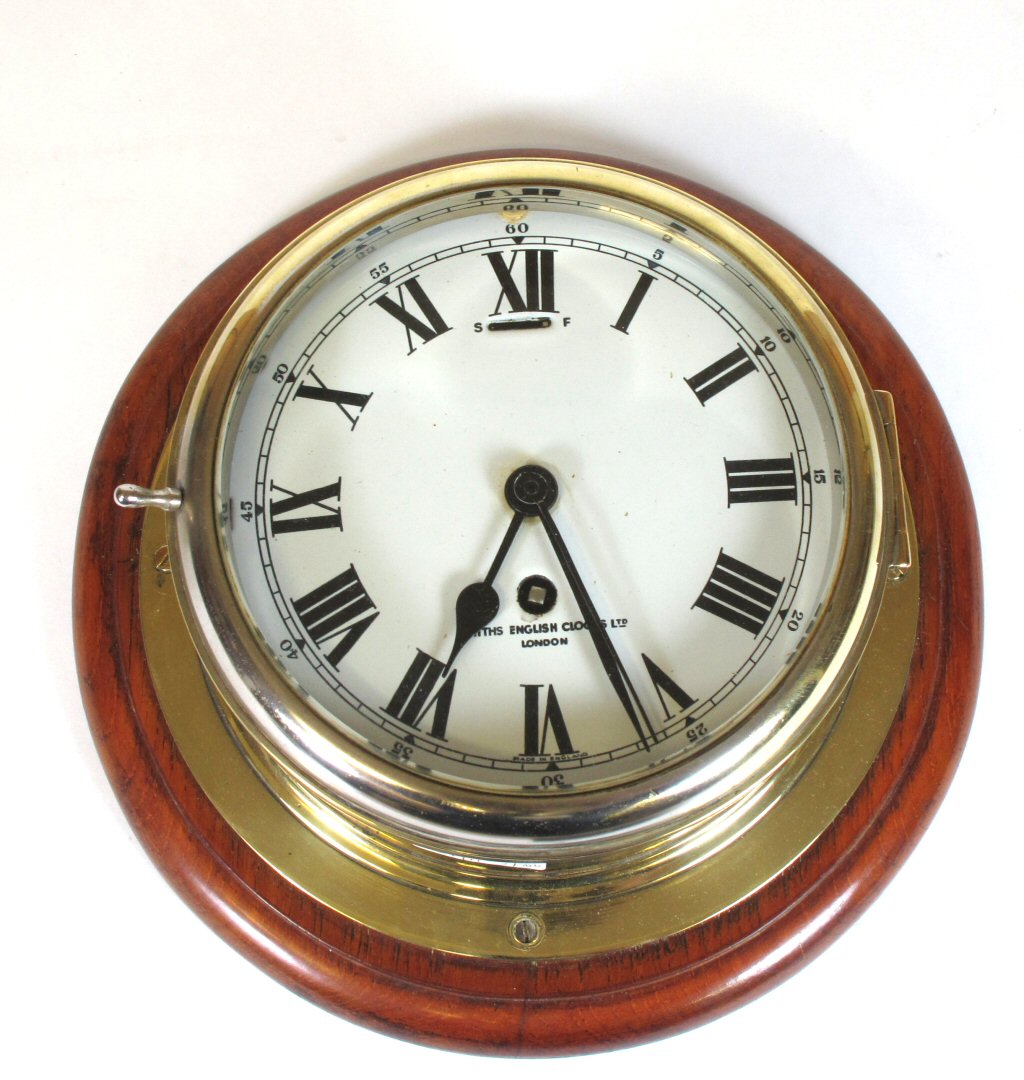 SMITHS ENGLISH CLOCKS LTD BRASS AND OAK WALL CLOCK