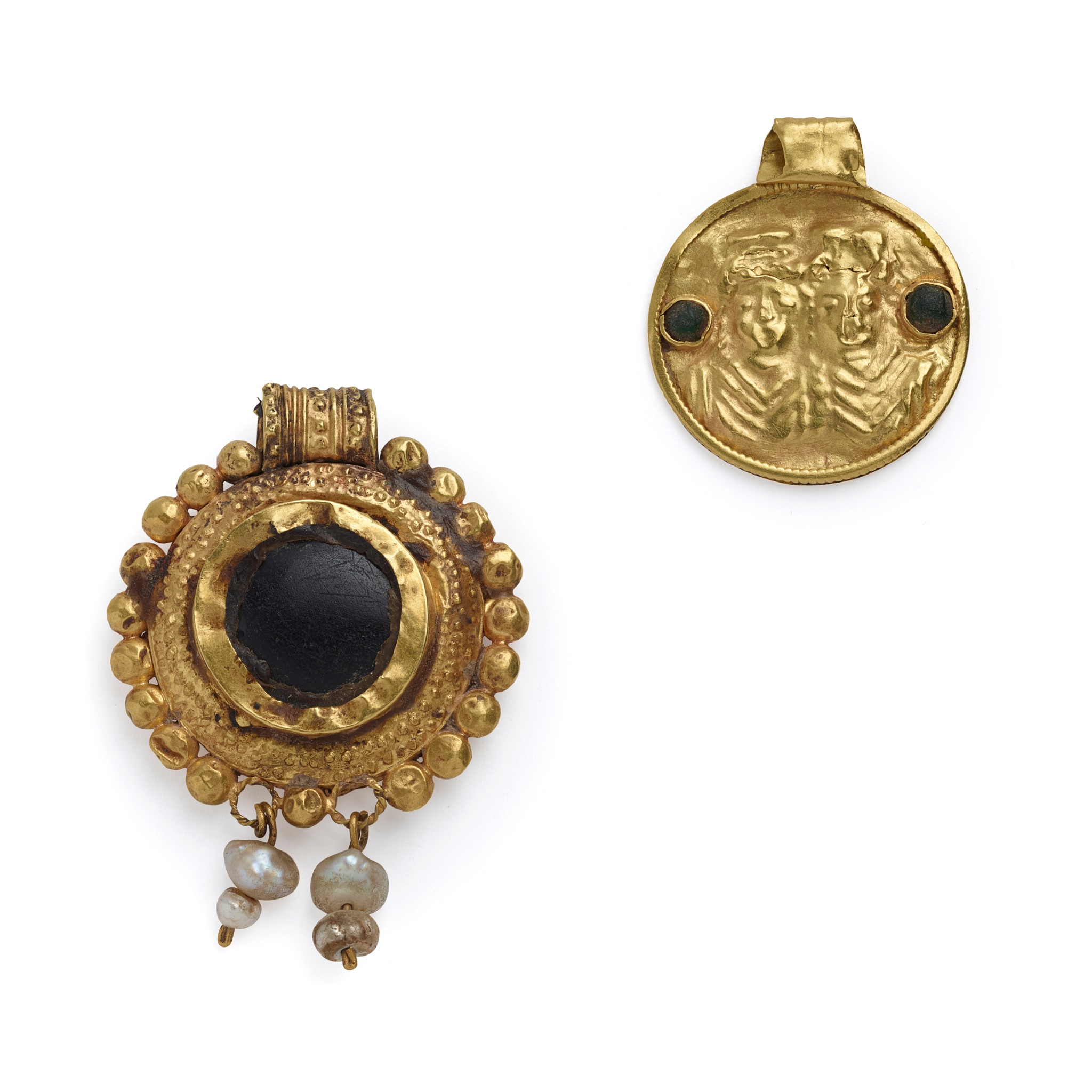 PAIR OF HELLENISTIC AND BYZANTINE GOLD PENDANTS