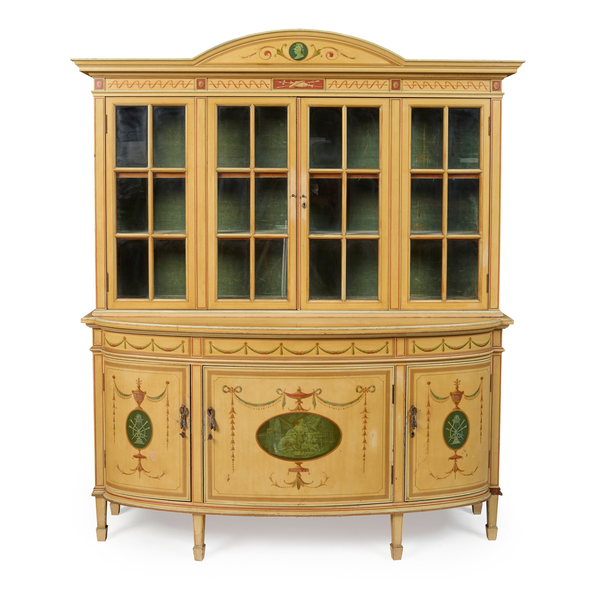 EDWARDIAN PAINTED MAHOGANY BOOKCASE CABINET