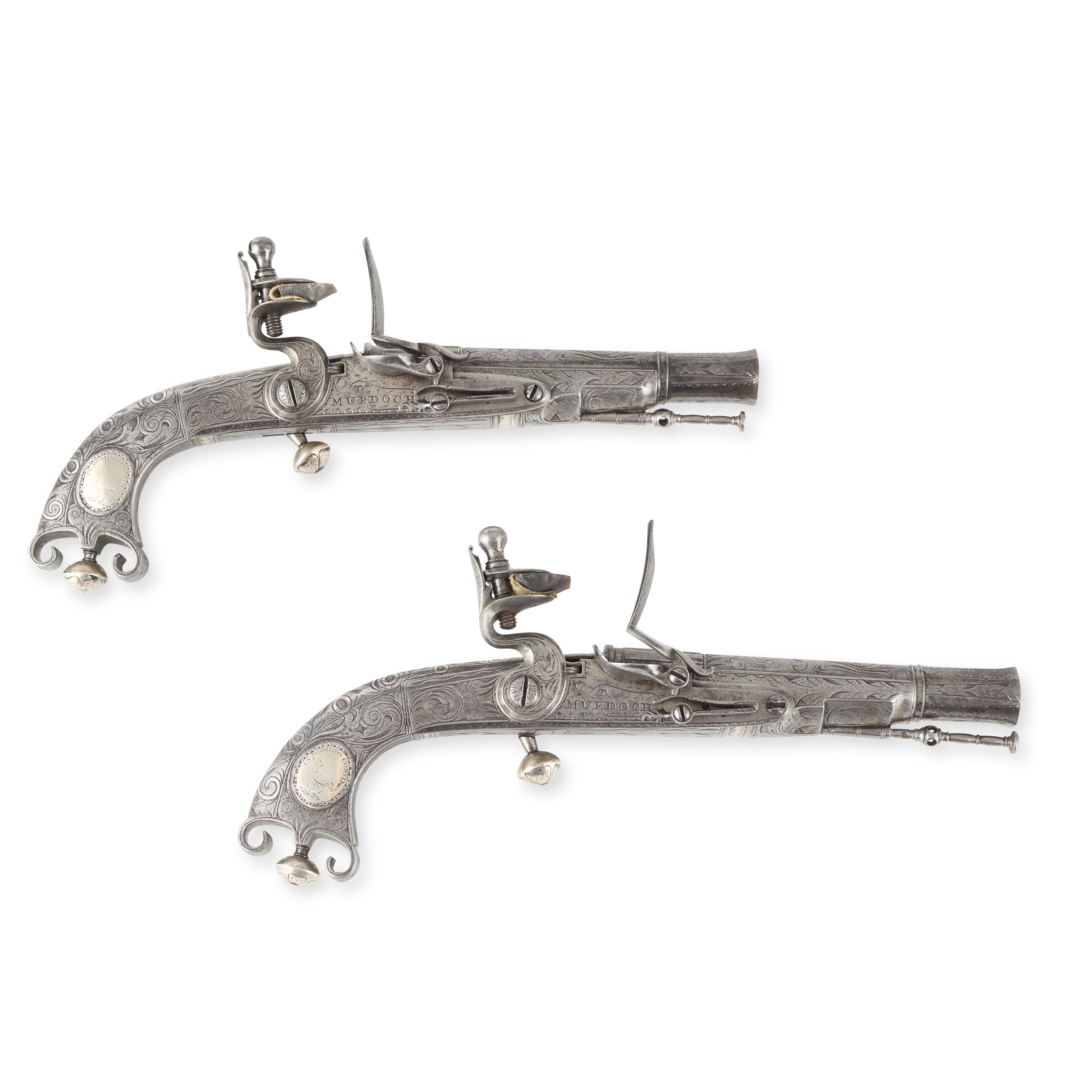 A FINE PAIR OF DIMINUTIVE 18TH CENTURY SCOTTISH STEEL BELT PISTOLS