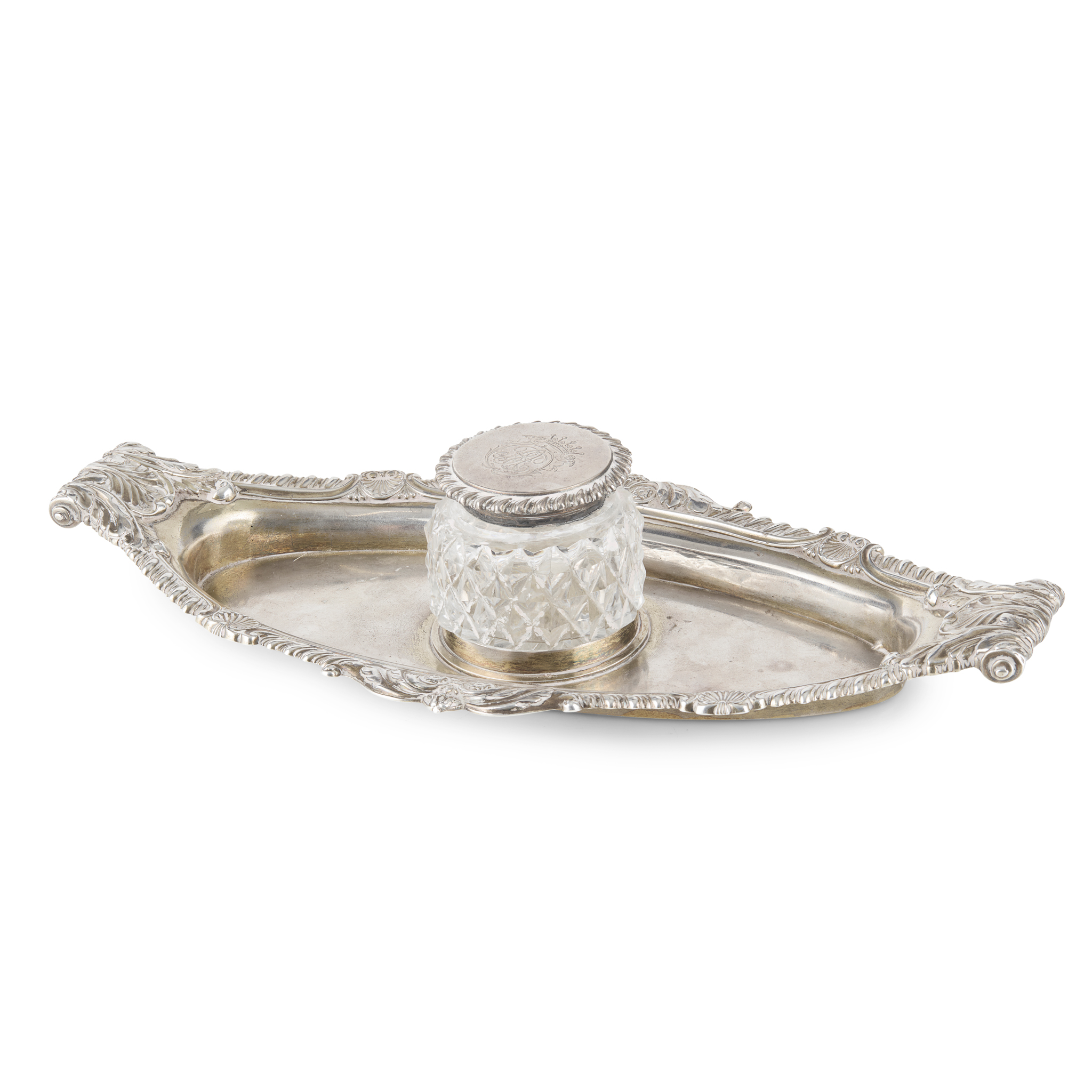 A GEORGE III SNUFFER TRAY/ INK STAND