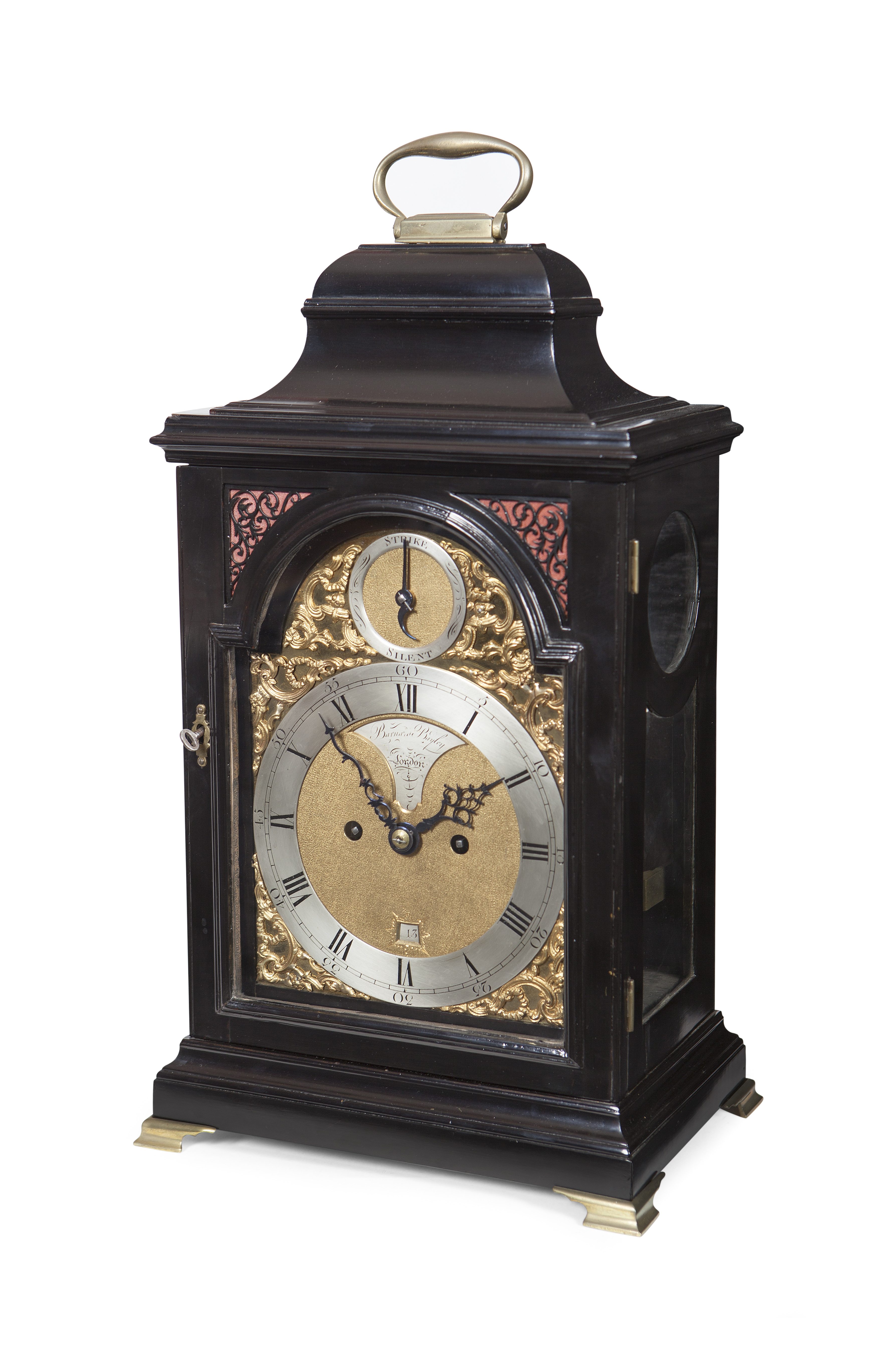 GEORGE II EBONISED MANTEL CLOCK, JOHN BAYLET, LONDON