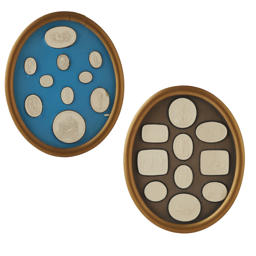 TWO FRAMED GROUPS OF PLASTER INTAGLIOS