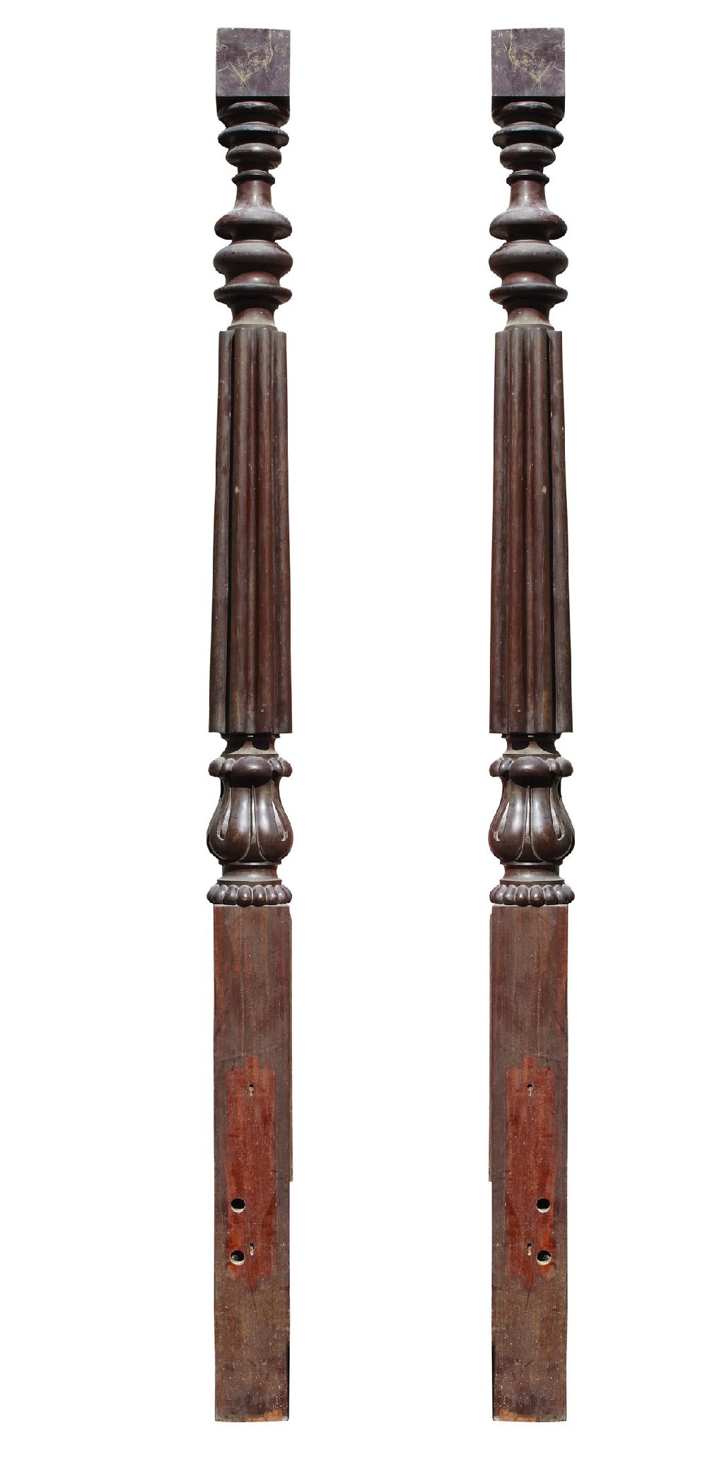 A pair of large George IV mahogany bed posts