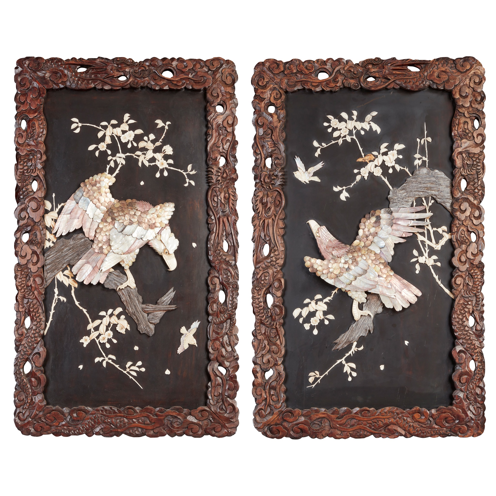 PAIR OF LARGE JAPANESE SHIBAYAMA PANELS