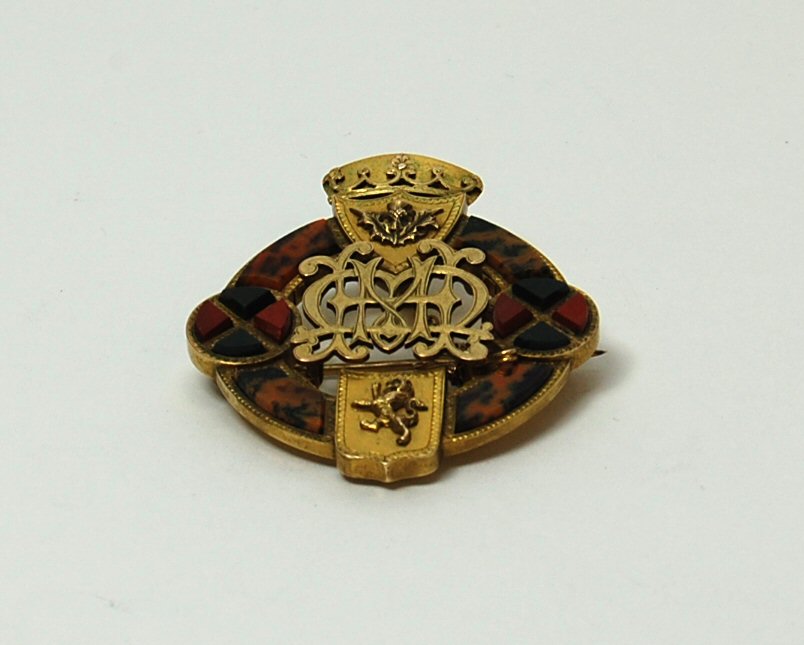 A gold mounted Scottish pebble brooch