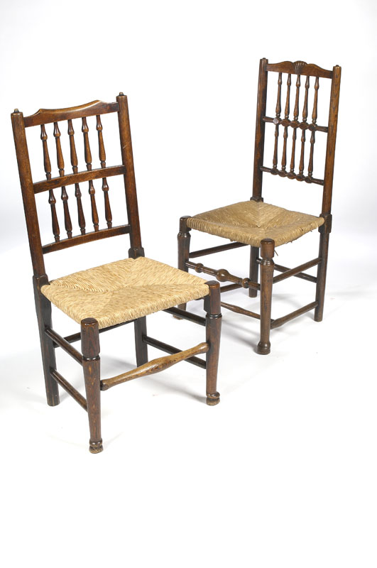 A matched set of nine 19th century ash spindle back dining chairs
