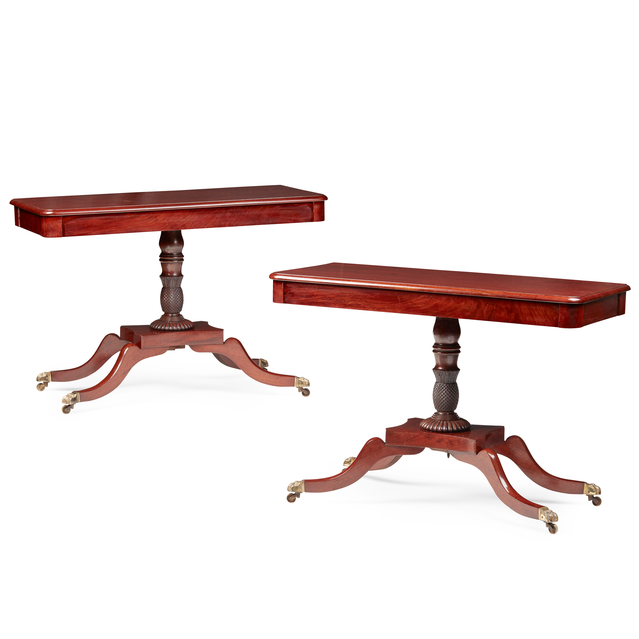 PAIR OF LATE REGENCY MAHOGANY SIDE TABLES