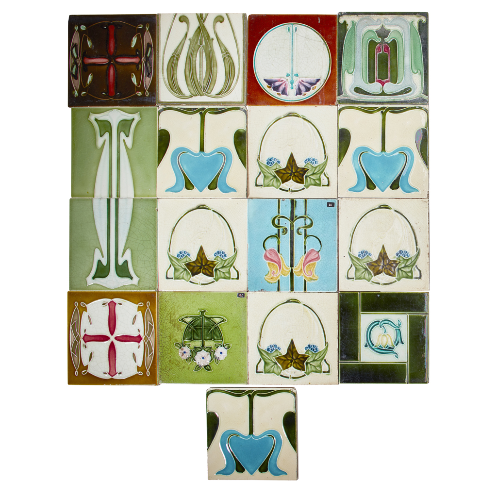 GROUP OF EDWARDIAN ART NOUVEAU TILES