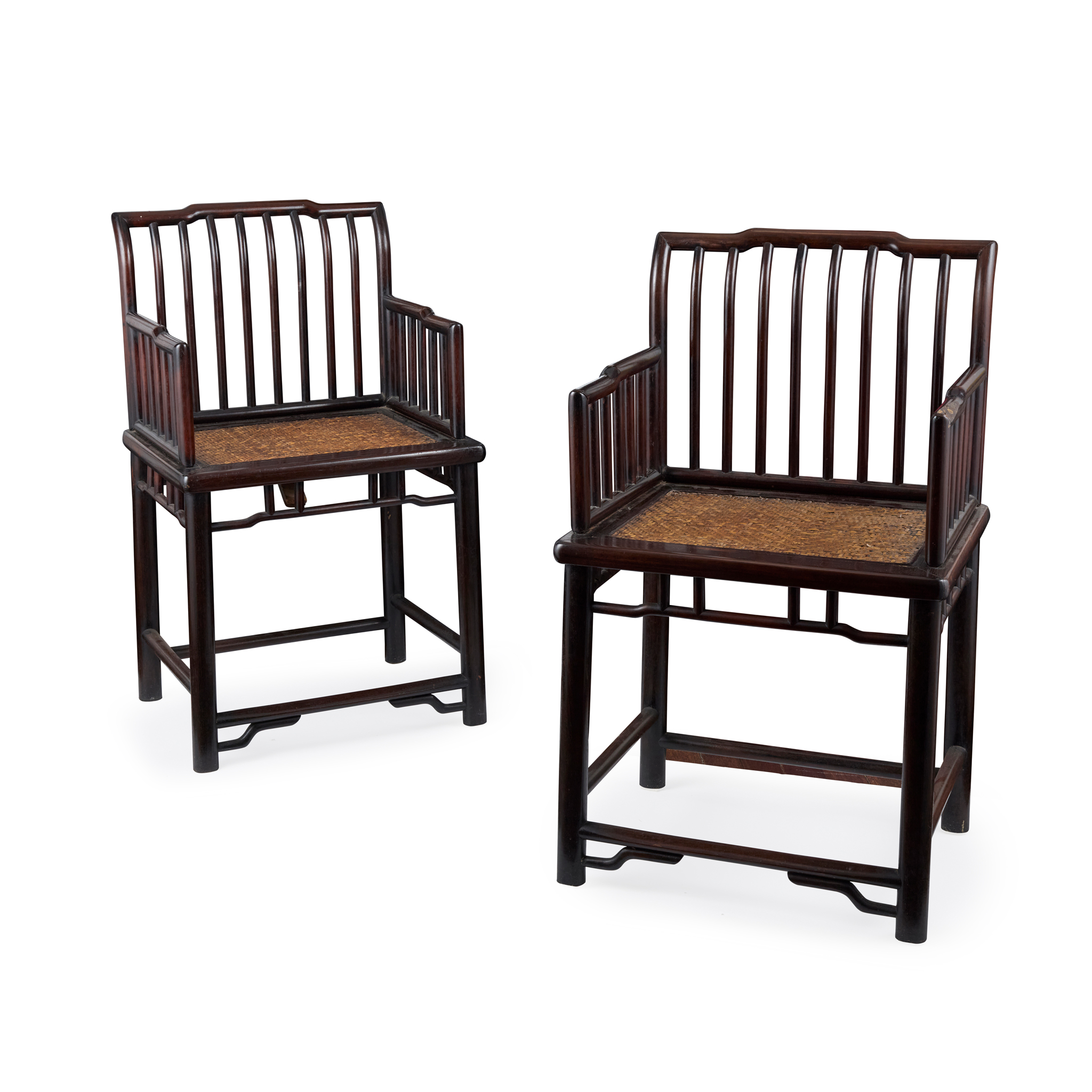 PAIR OF CHINESE HONGMU SPINDLE-BACK ARMCHAIRS, MEIGUIYI