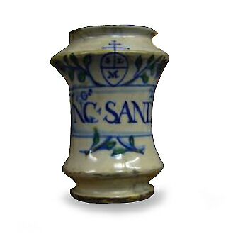 A late 16th century Deruta or Castel Durante maiolica albarello