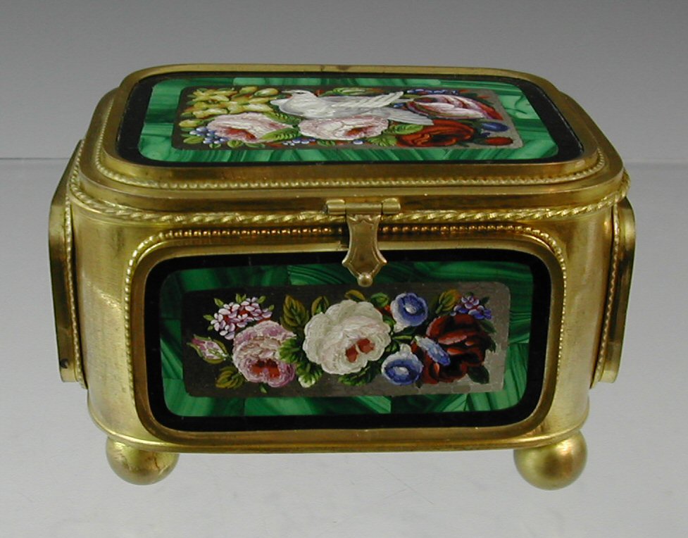 A mid 19th century giltmetal and micro mosaic inset casket,