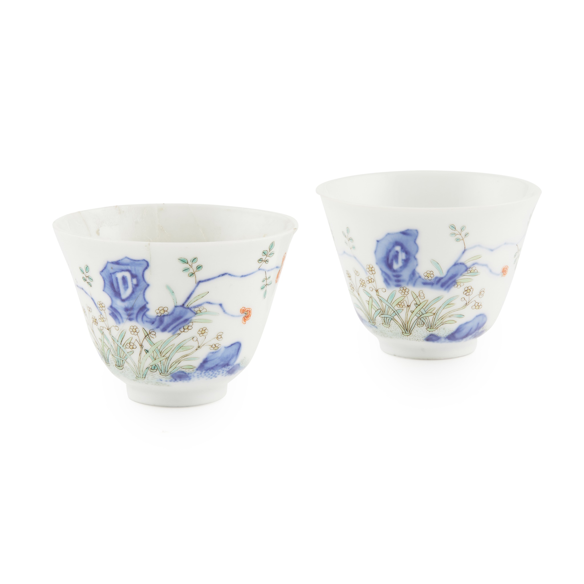 PAIR OF WUCAI 'MONTH' WINE CUPS