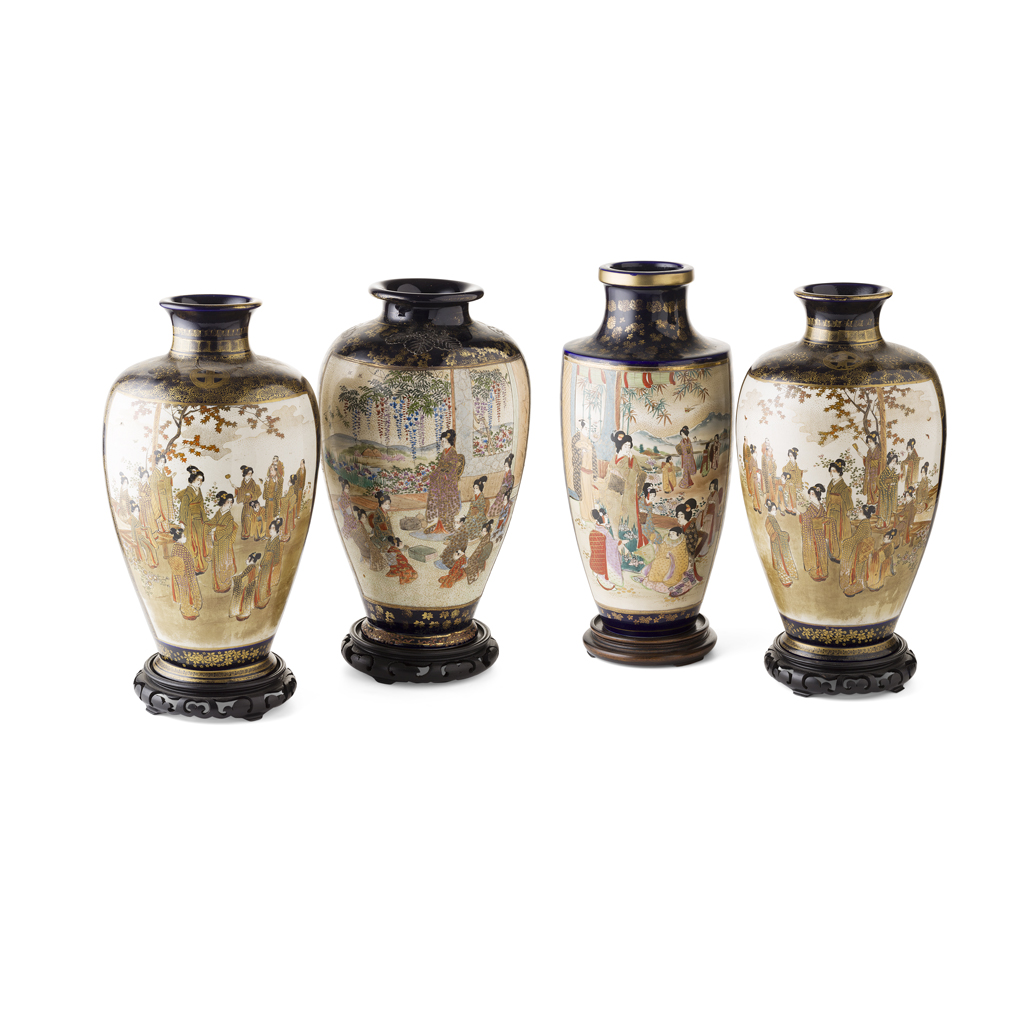 FOUR SATSUMA VASES