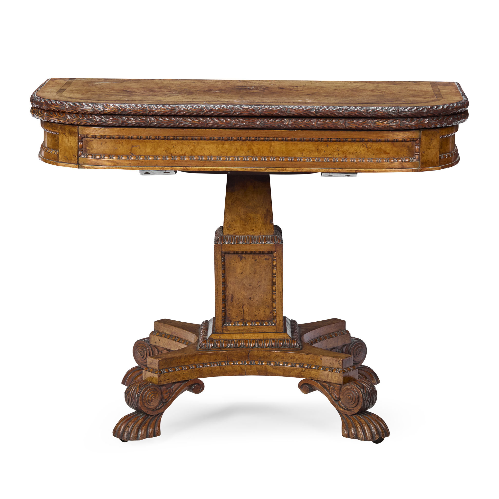 WILLIAM IV POLLARD OAK AND GONÇALO ALVES CARD TABLE